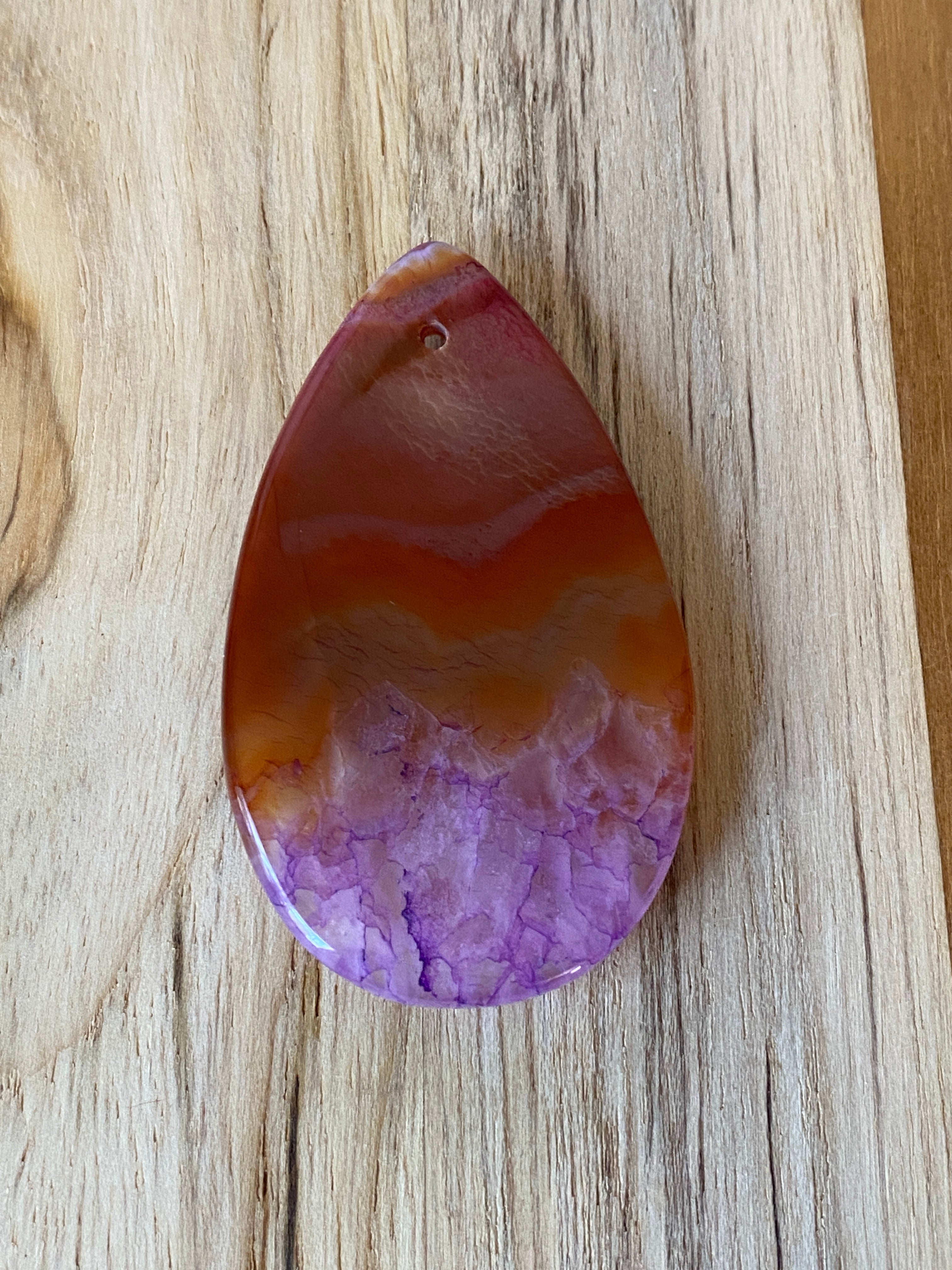 Teardrop Shape Agate Pendant Bead Purple Brown