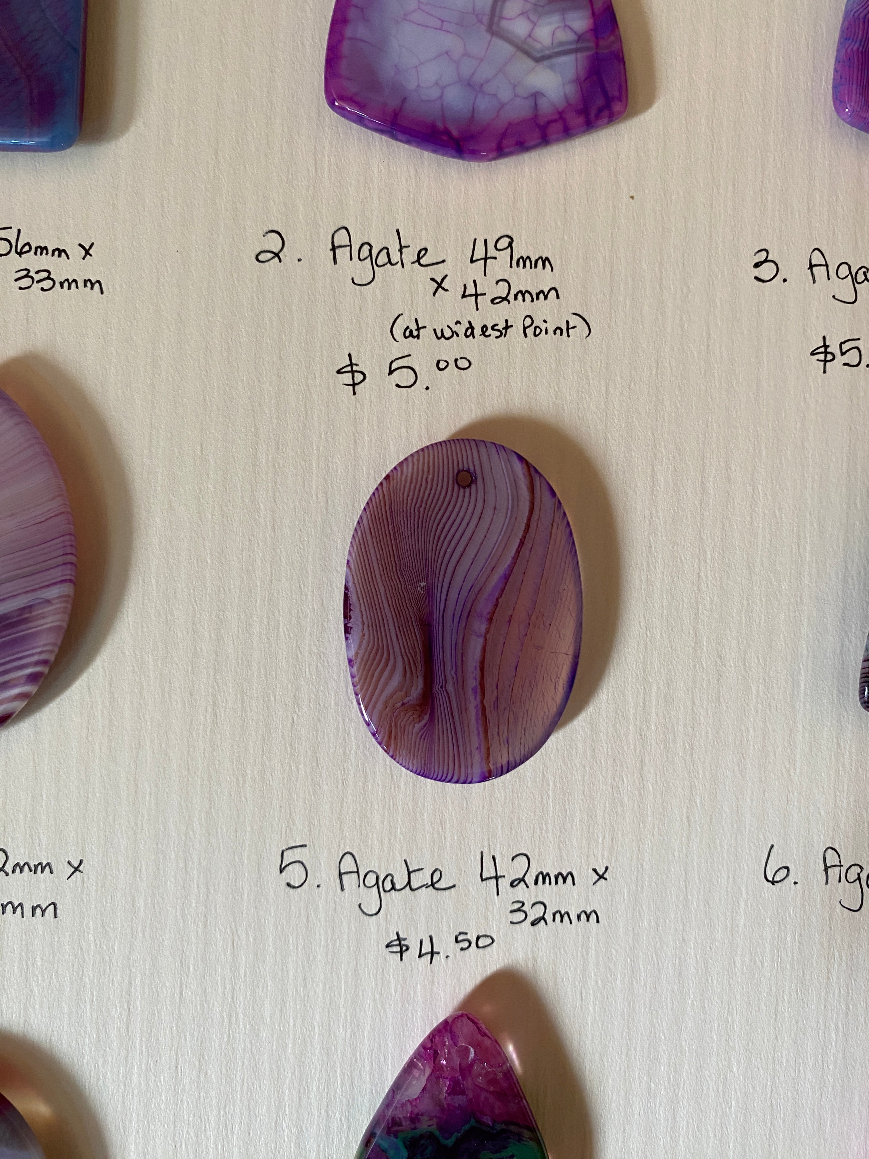 Oval Striped Agate Pendant Piece Purple