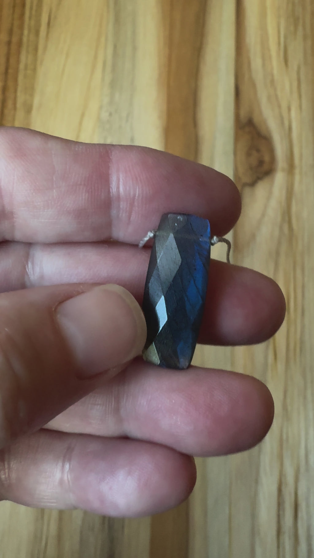 Blue Flash Faceted Labradorite Floating Pendant Minimalist Necklace ~ Stainless Steel Clasp