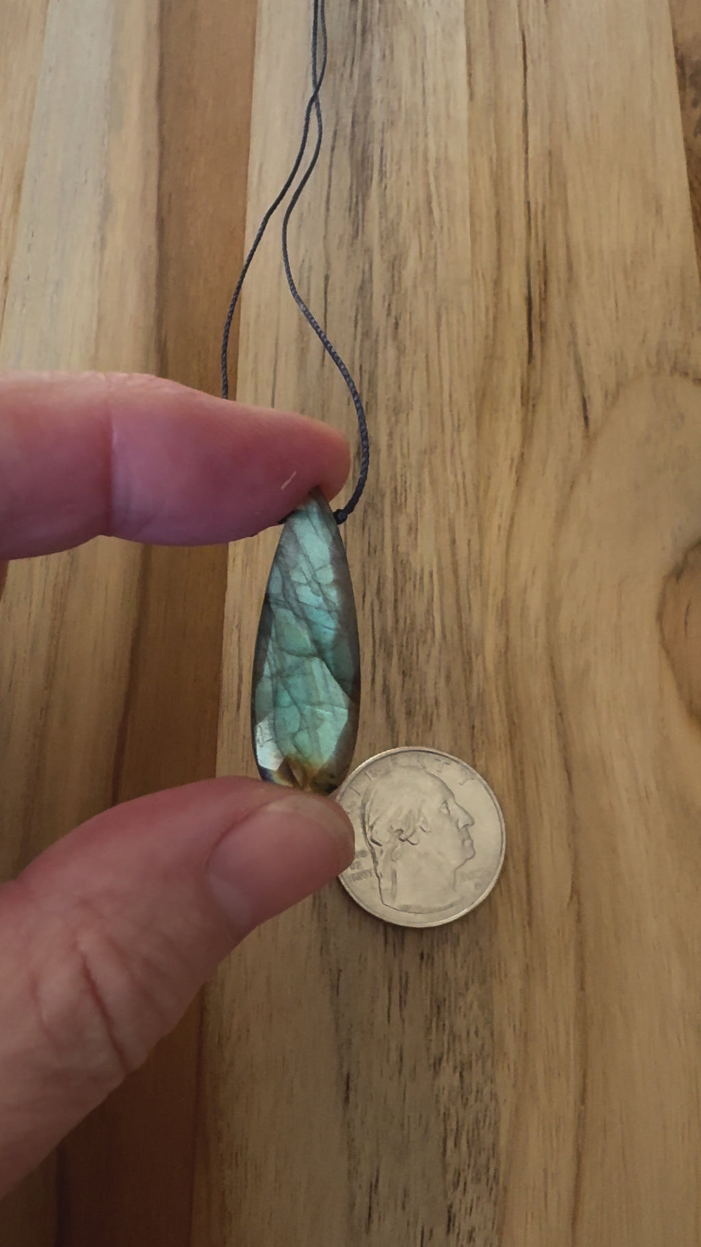 Dainty Blue Flash Faceted Labradorite Floating Minimalist Pendant Necklace ~ Sterling Silver Clasp