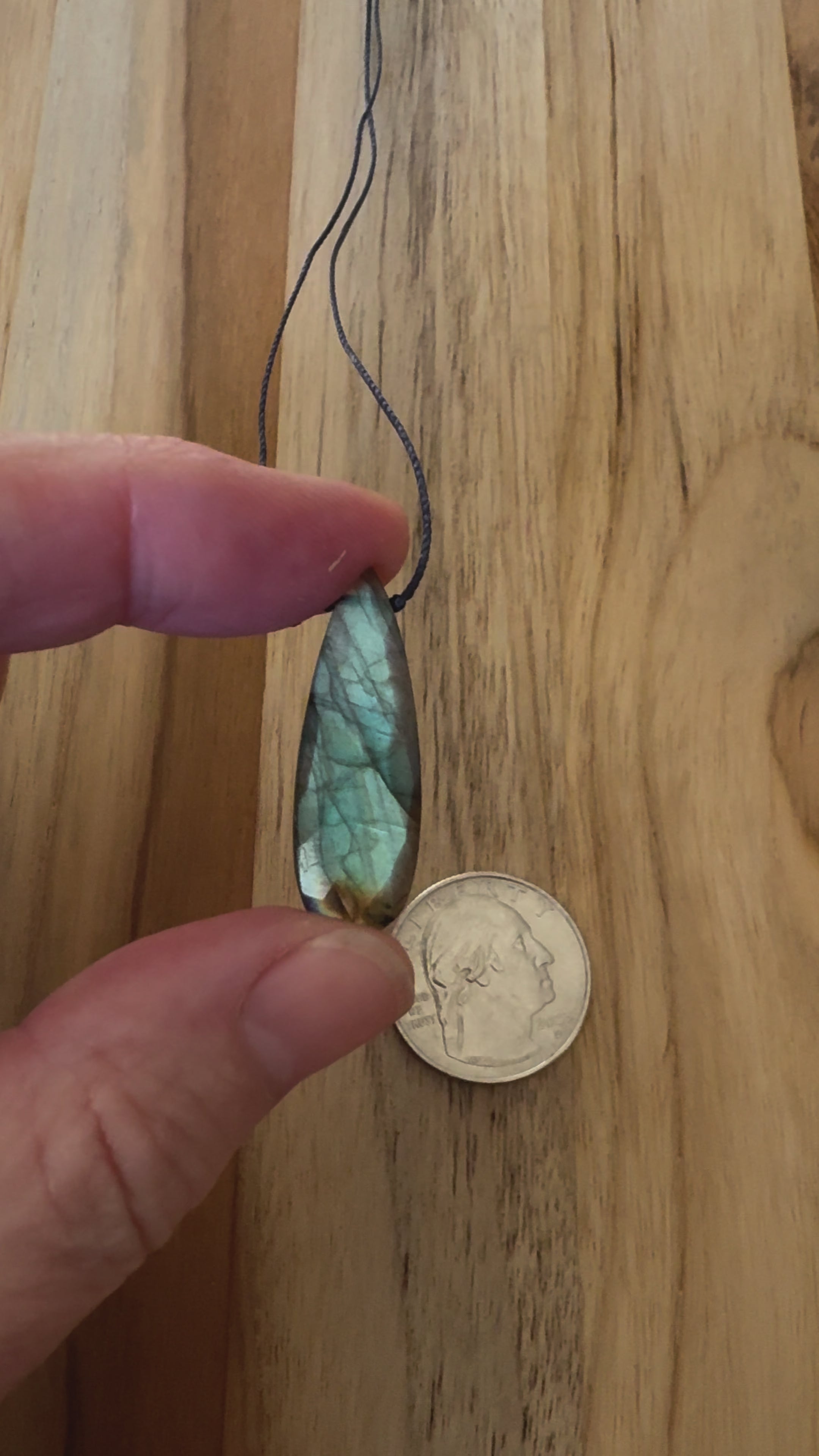 Dainty Blue Flash Faceted Labradorite Floating Minimalist Pendant Necklace ~ Sterling Silver Clasp