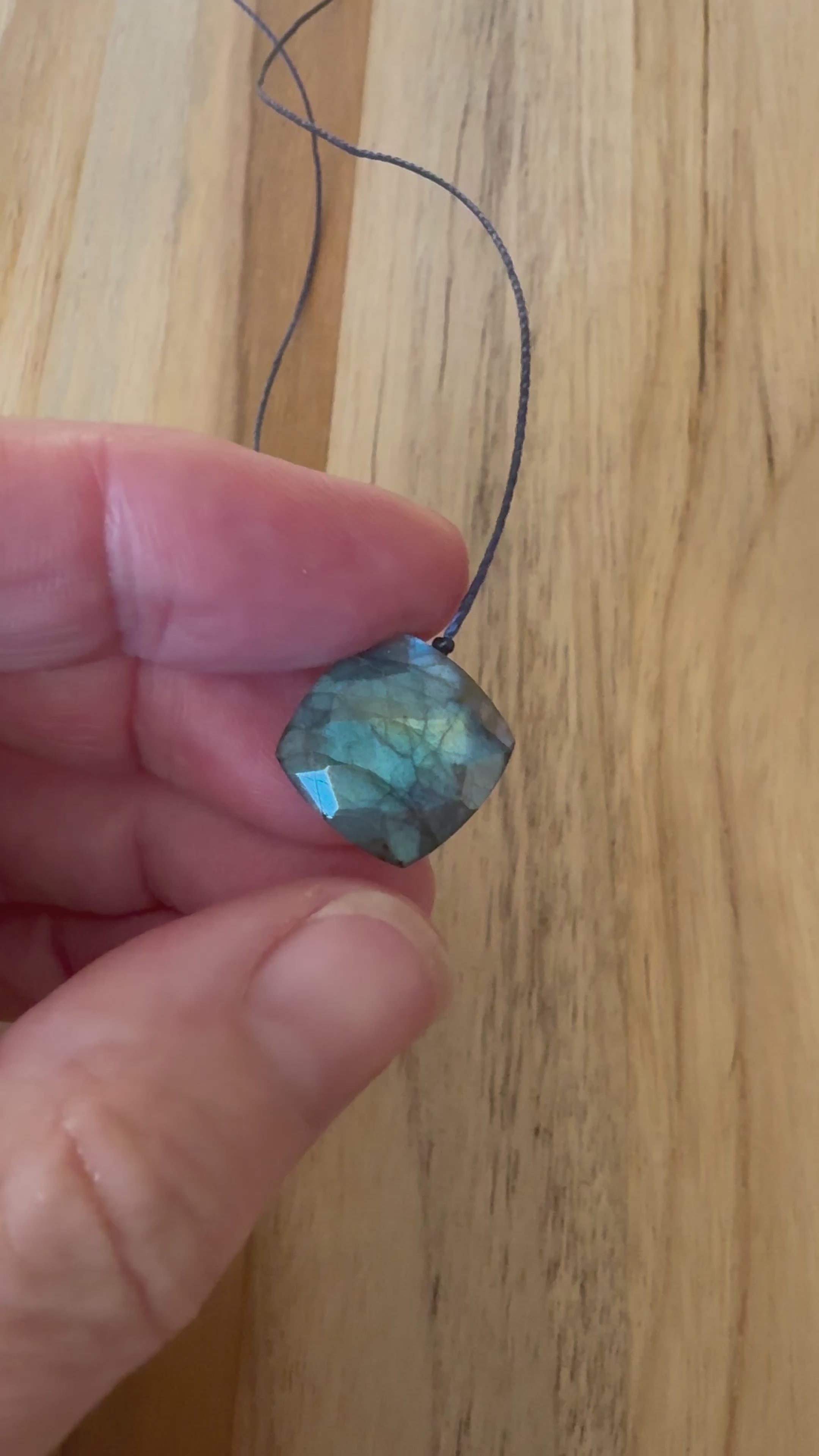 Dainty Blue Flash Faceted Labradorite Floating Minimalist Pendant Necklace ~ Sterling Silver Clasp