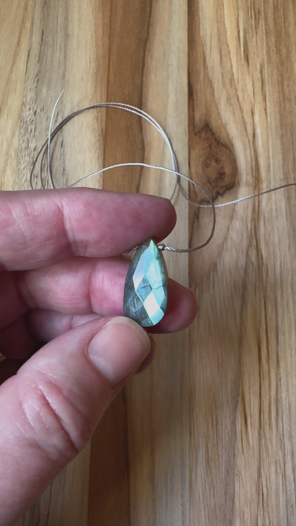 Blue Flash Faceted Labradorite Floating Pendant Minimalist Necklace ~ Stainless Steel Clasp