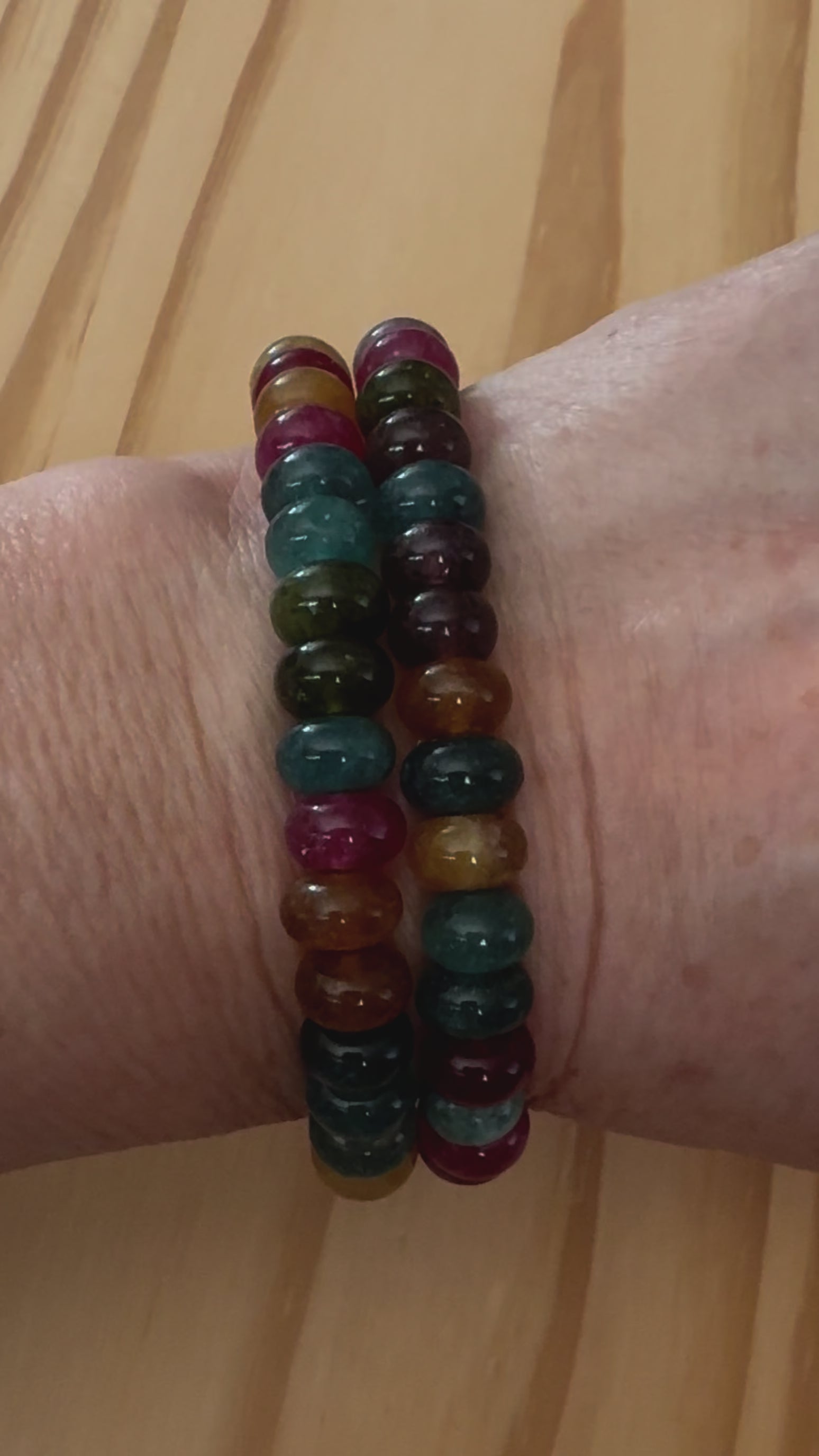 Tourmaline Colored Stretch Bracelet ~ 7"