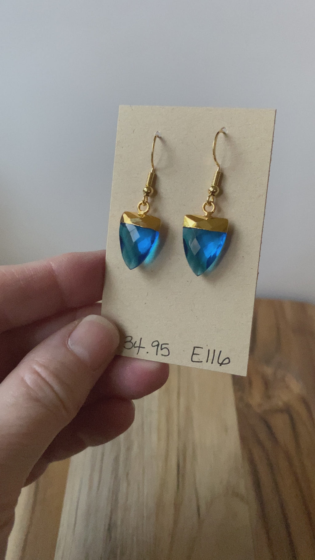 Swiss Blue Topaz Dangle Earrings with Gold