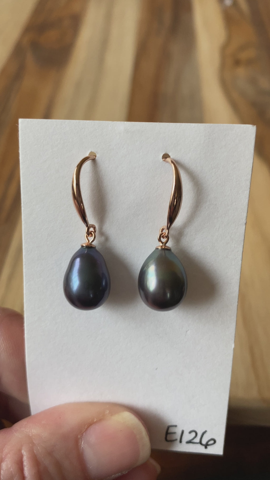 Peacock Pearl Dangle Earrings with Rose Gold