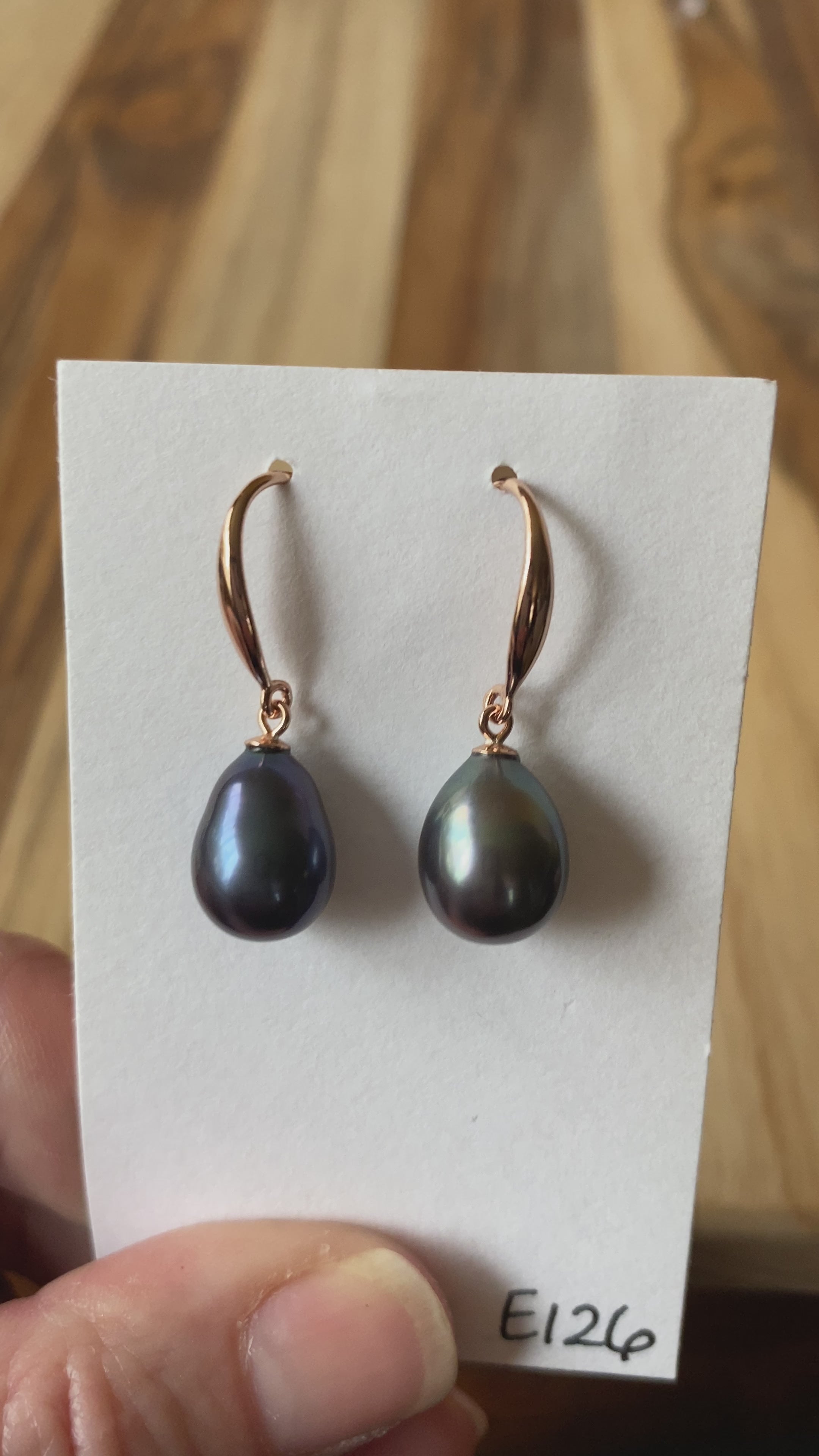 Peacock Pearl Dangle Earrings with Rose Gold
