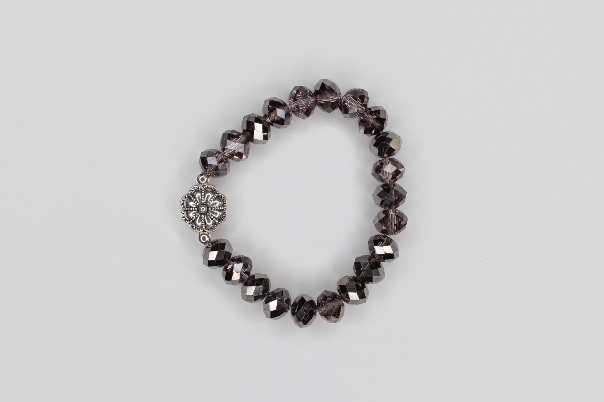 Grey/Brown Crystal Glass Stretchy Bracelet