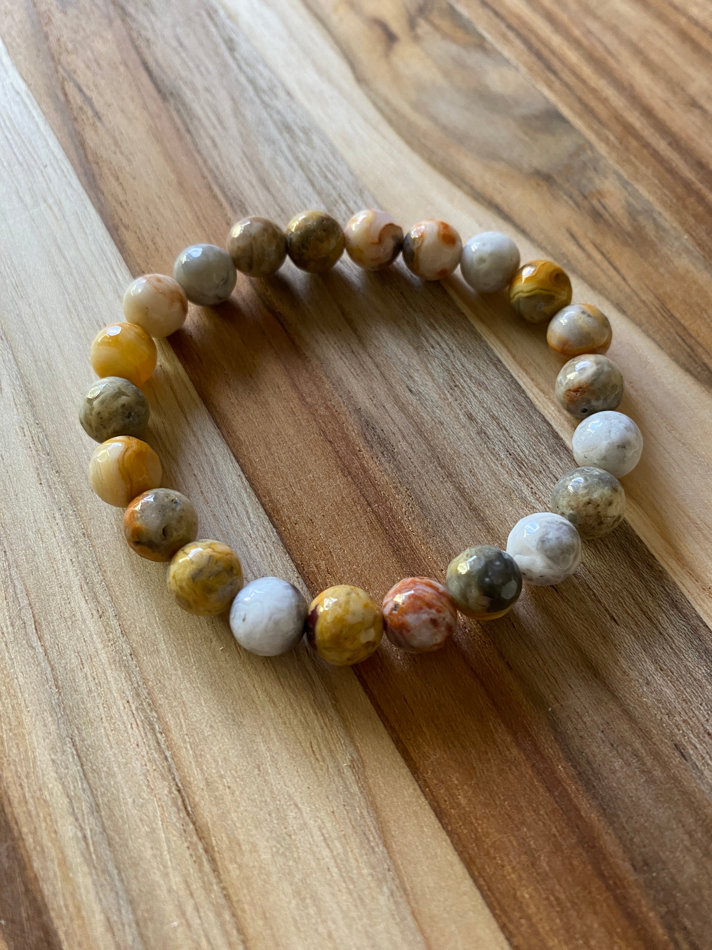 Faceted Crazy Lace Agate Stretch Bracelet -My Urban Gems