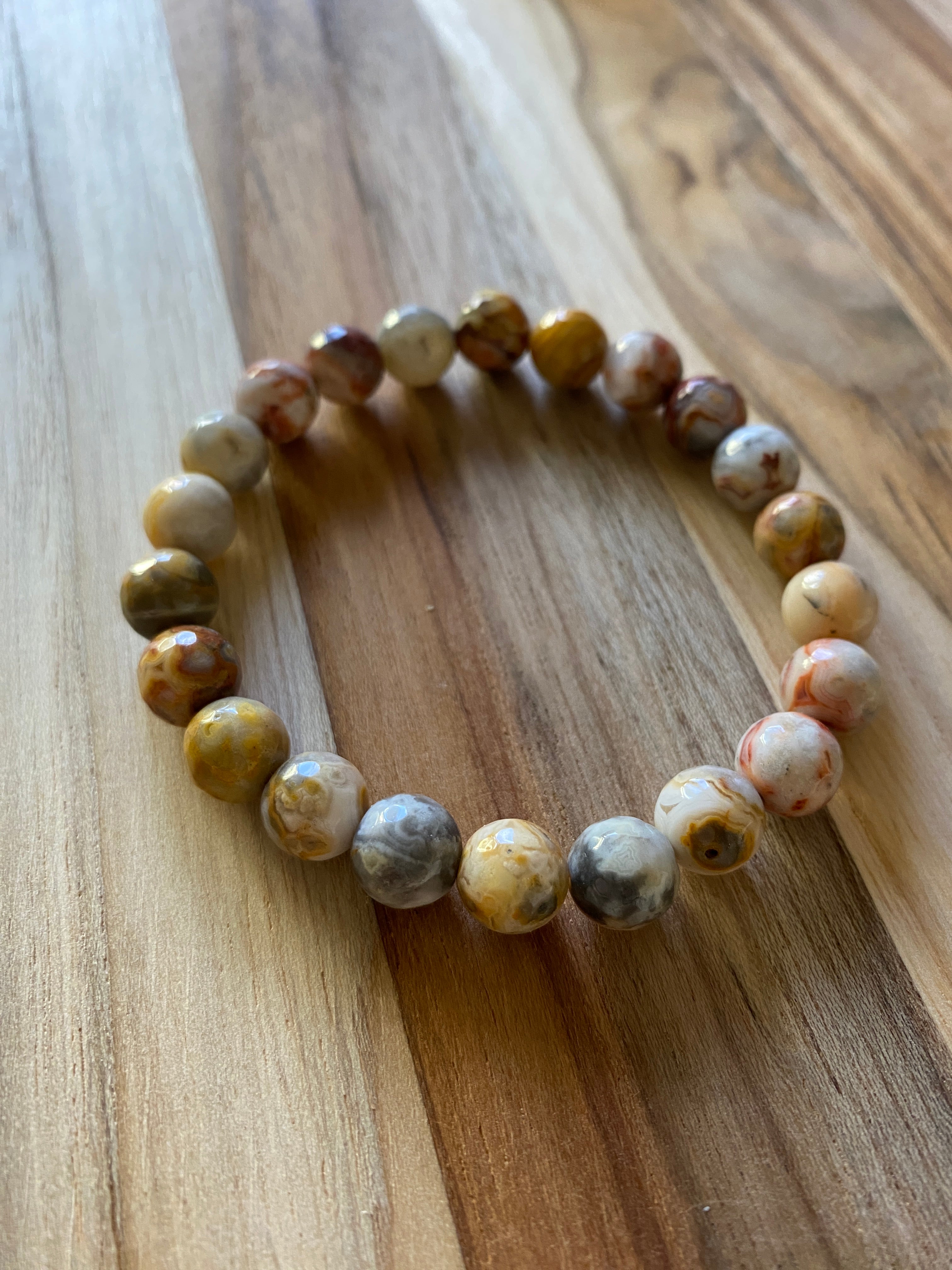 Faceted Crazy Lace Agate Stretch Bracelet -My Urban Gems