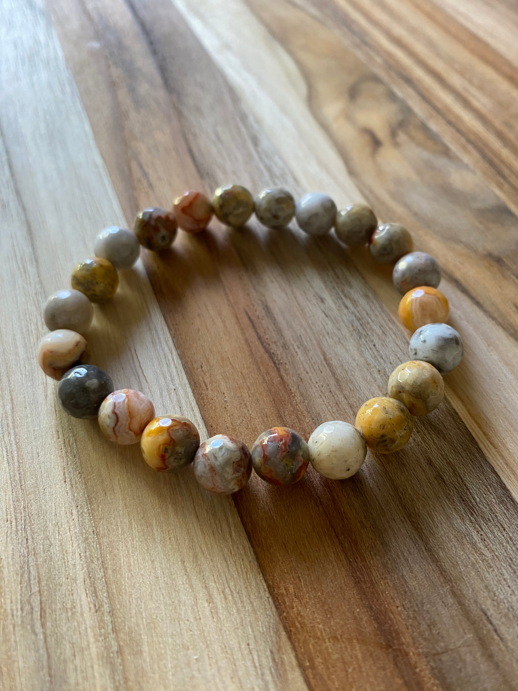 Faceted Crazy Lace Agate Stretch Bracelet -My Urban Gems