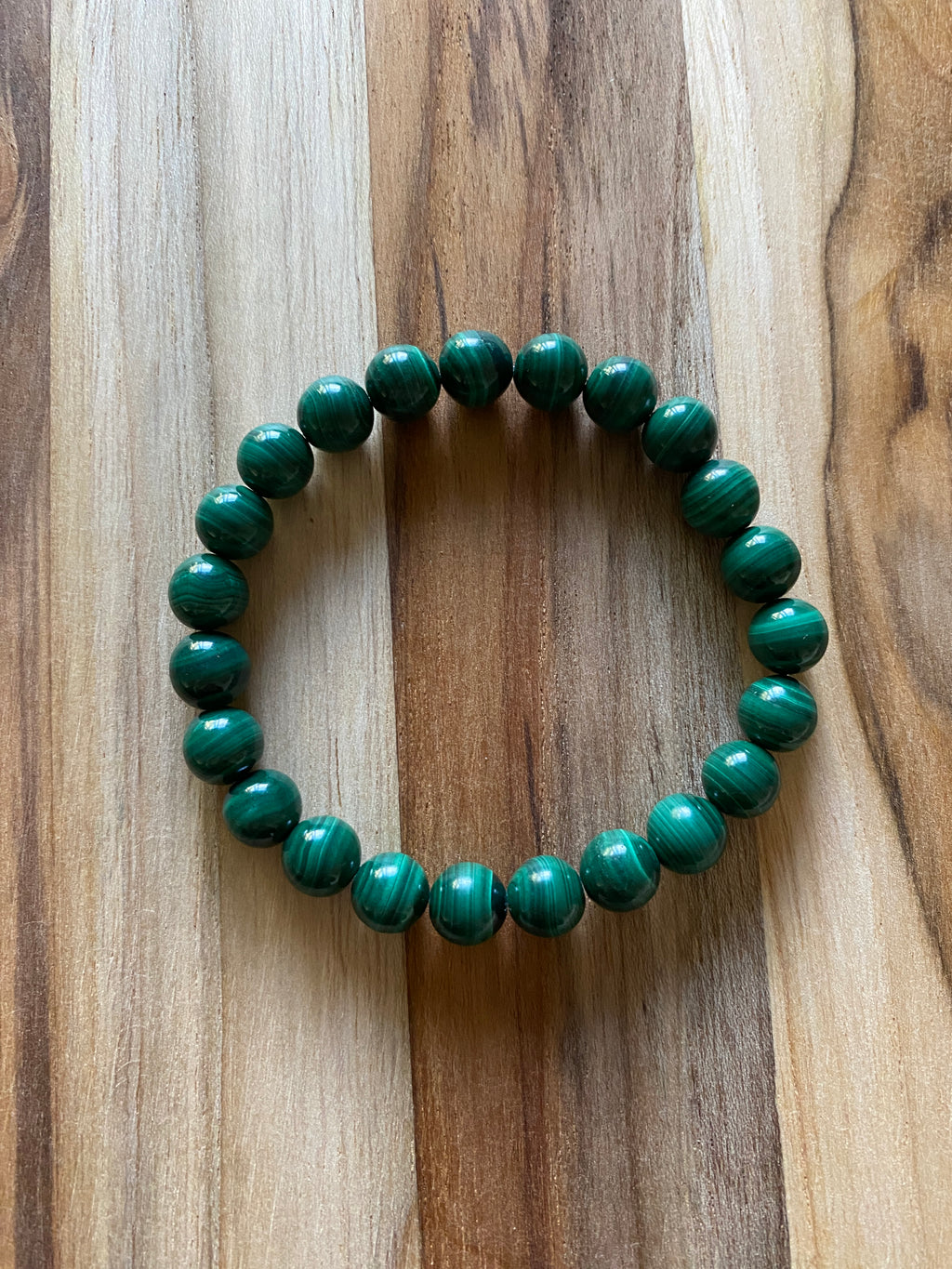 Natural Malachite Stretch Bracelet ~ 6.5”