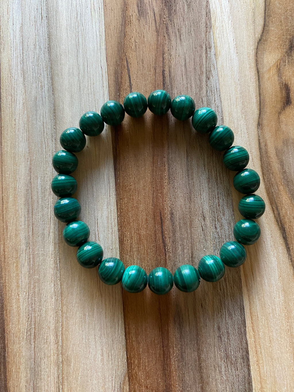Natural Malachite Stretch Bracelet ~ 6.5”