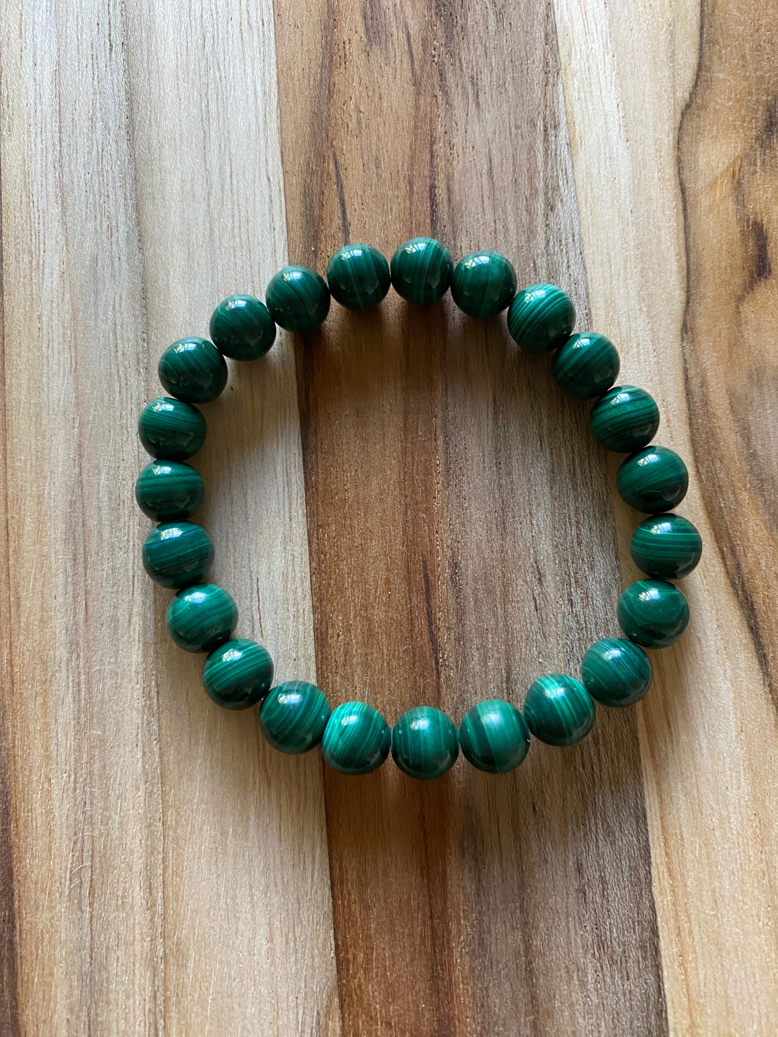 Natural Malachite Stretch Bracelet ~ 6.5”