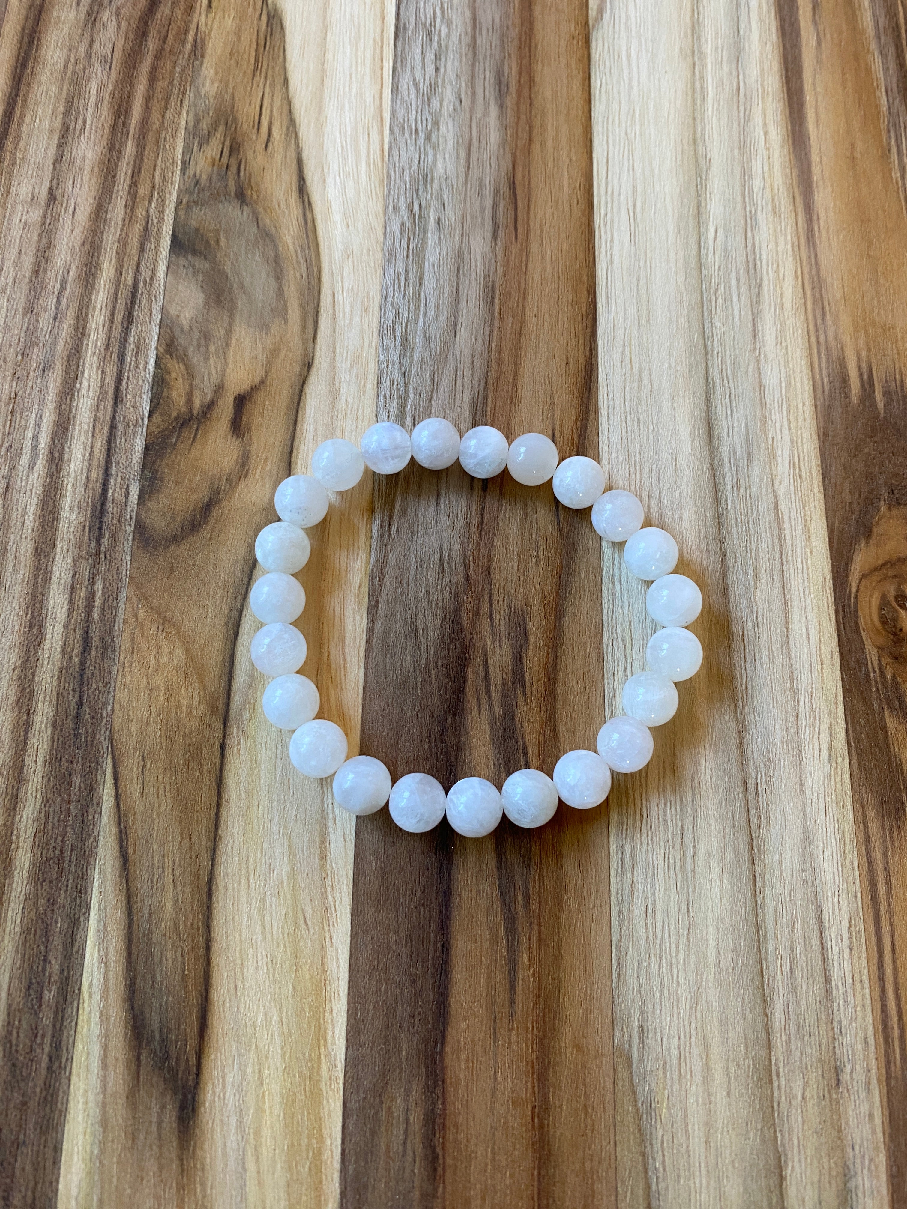 White Rainbow Moonstone Stretch Beaded Bracelet