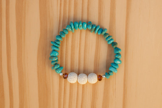 Essential Oil Diffuser Aromatherapy Turquoise Chip Bead Beaded Stretchy Bracelet