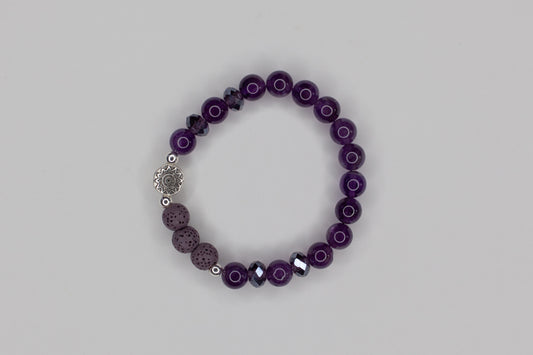 Essential Oil Diffuser Aromatherapy Amethyst Stretchy Bracelet with Aztec Sun