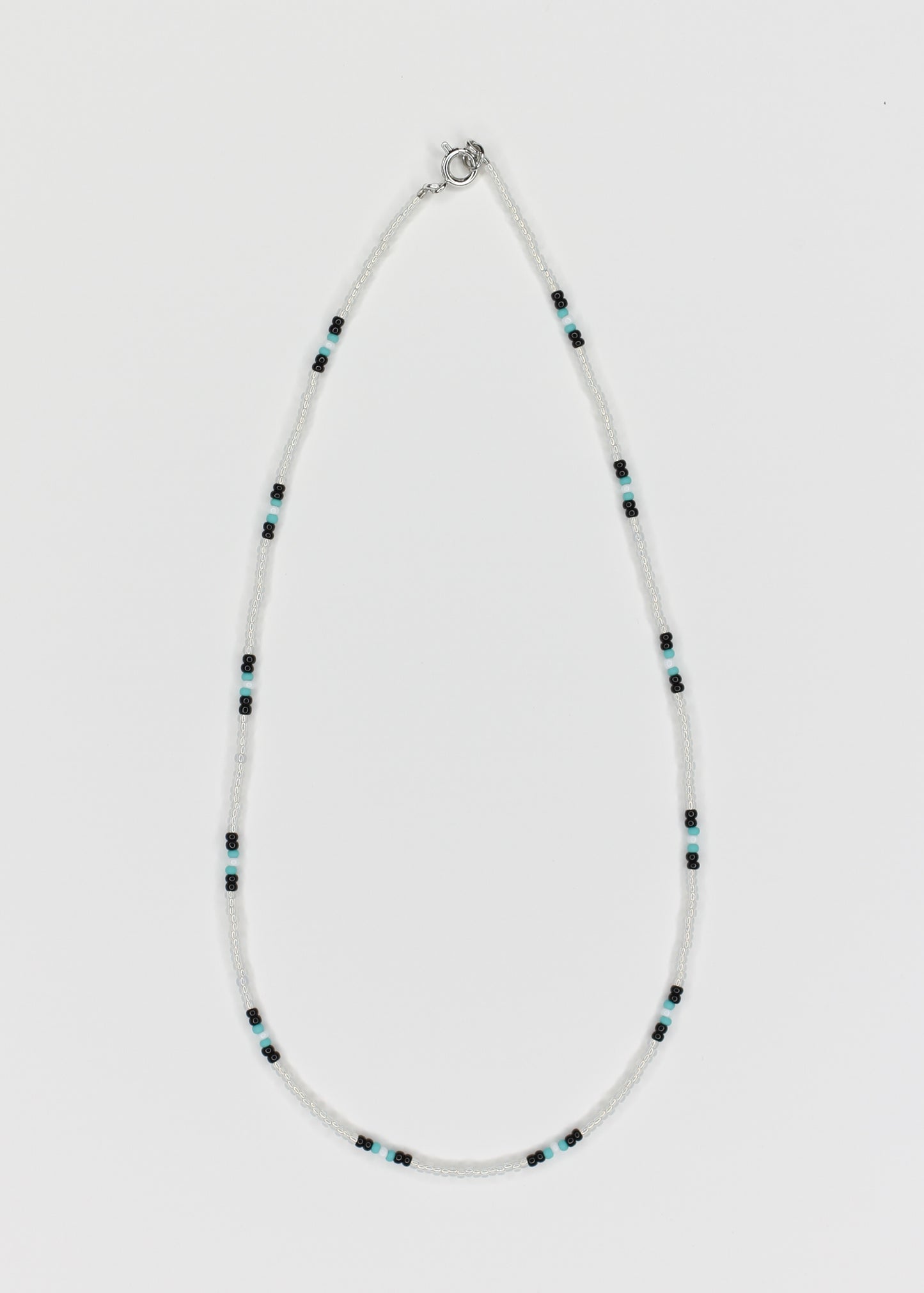 16" Dainty Minimalist Seed Bead Necklace Multi Opalite Blue