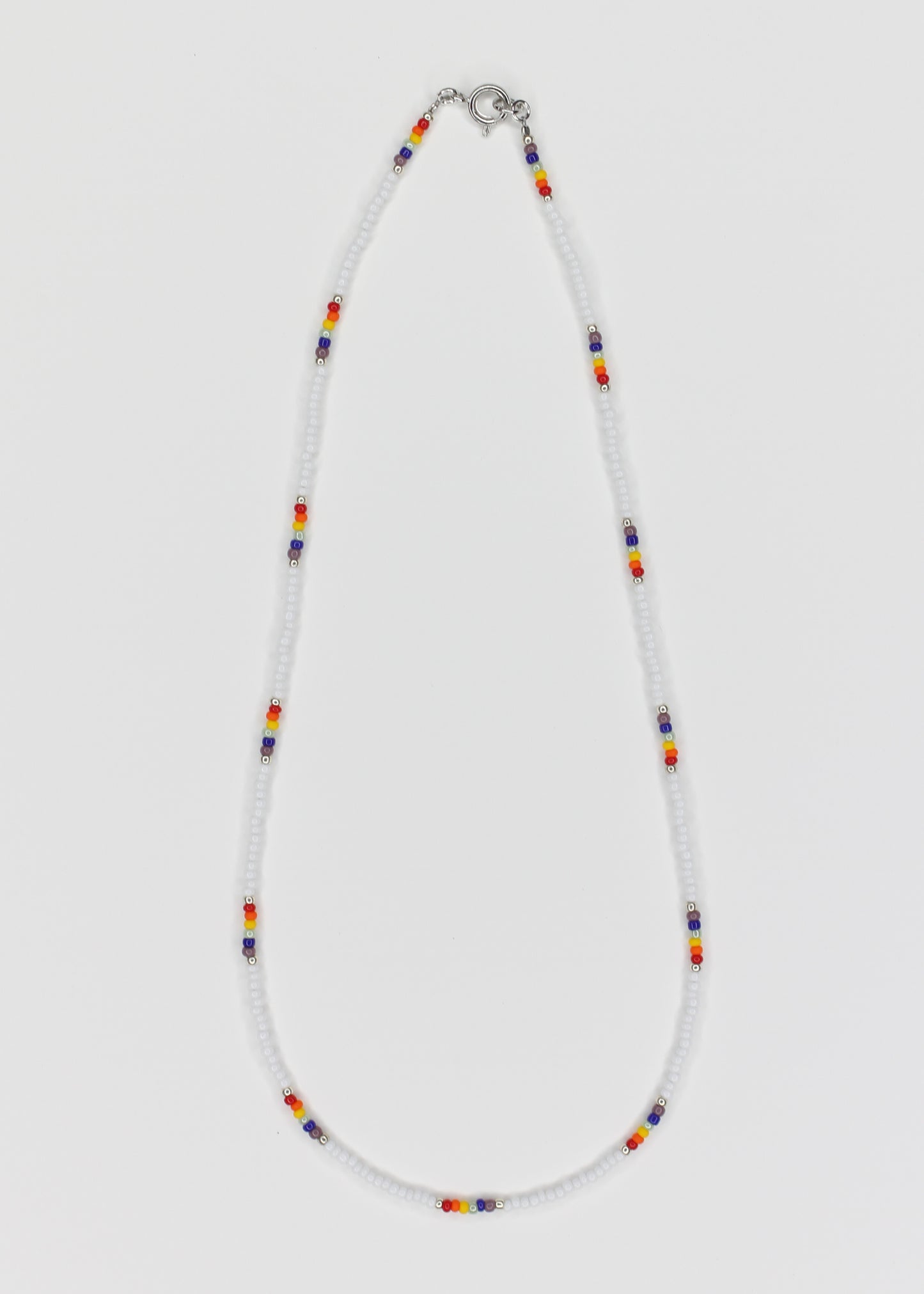 16" Minimalist Pride Seed Bead Necklace Multi Color Rainbow