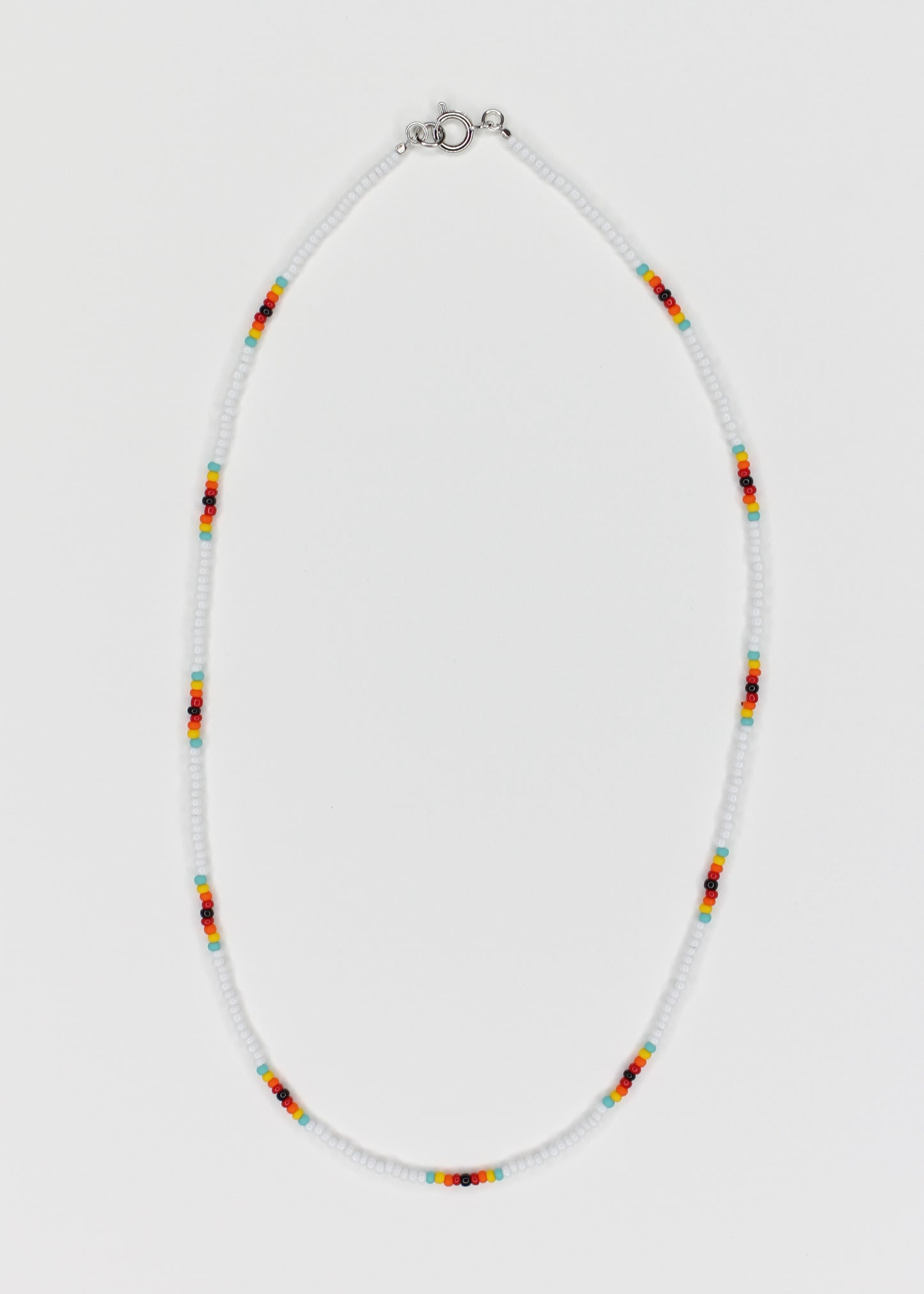 16" Dainty Minimalist Seed Bead Necklace White Multi Color