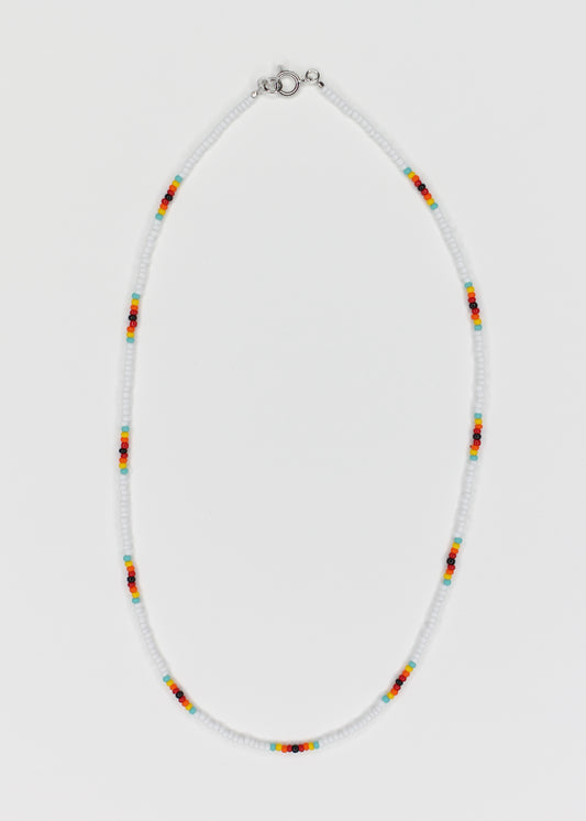 16" Dainty Minimalist Seed Bead Necklace White Multi Color