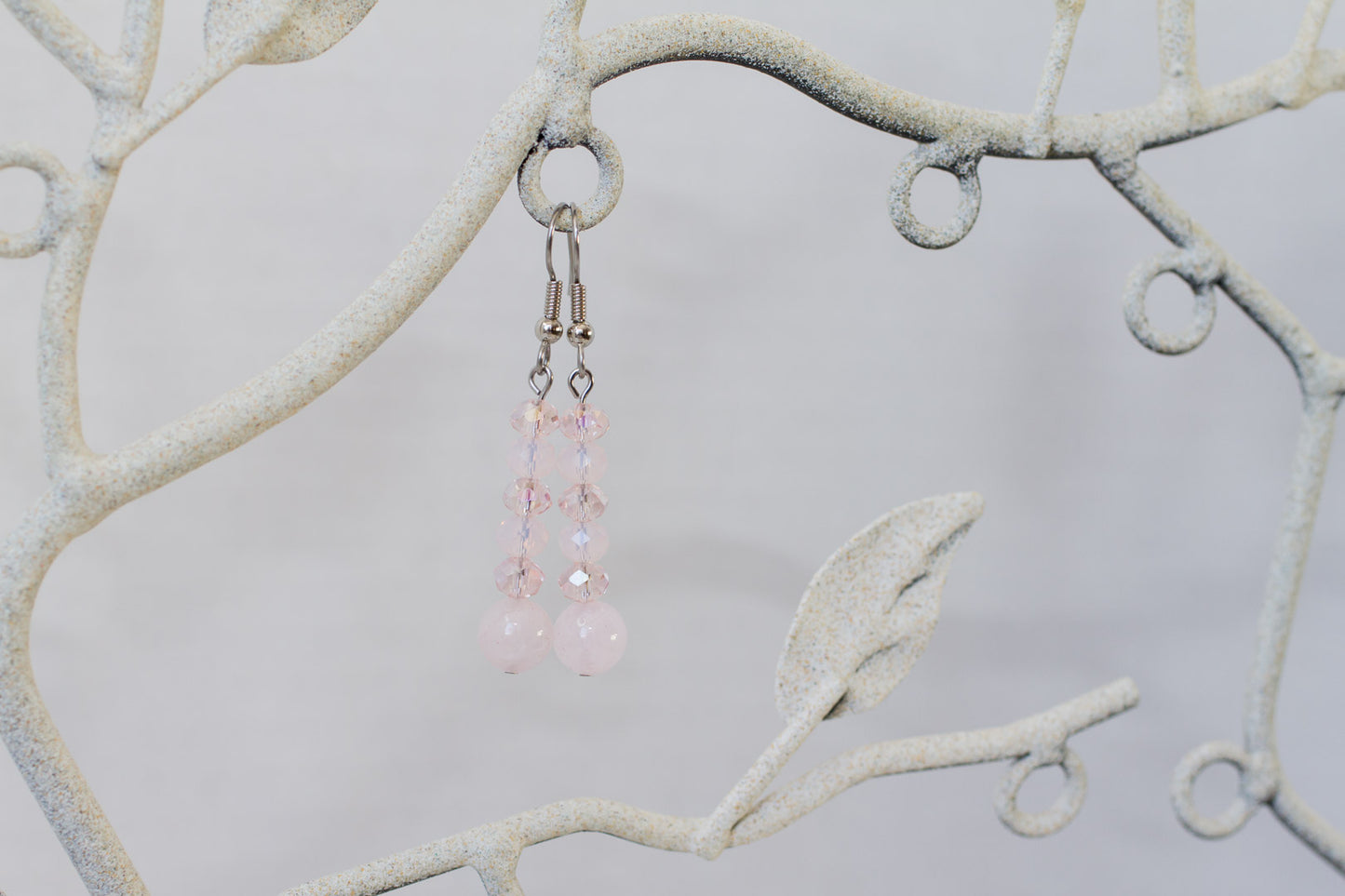 Rose Quartz & Pink Crystal Dangle Earrings