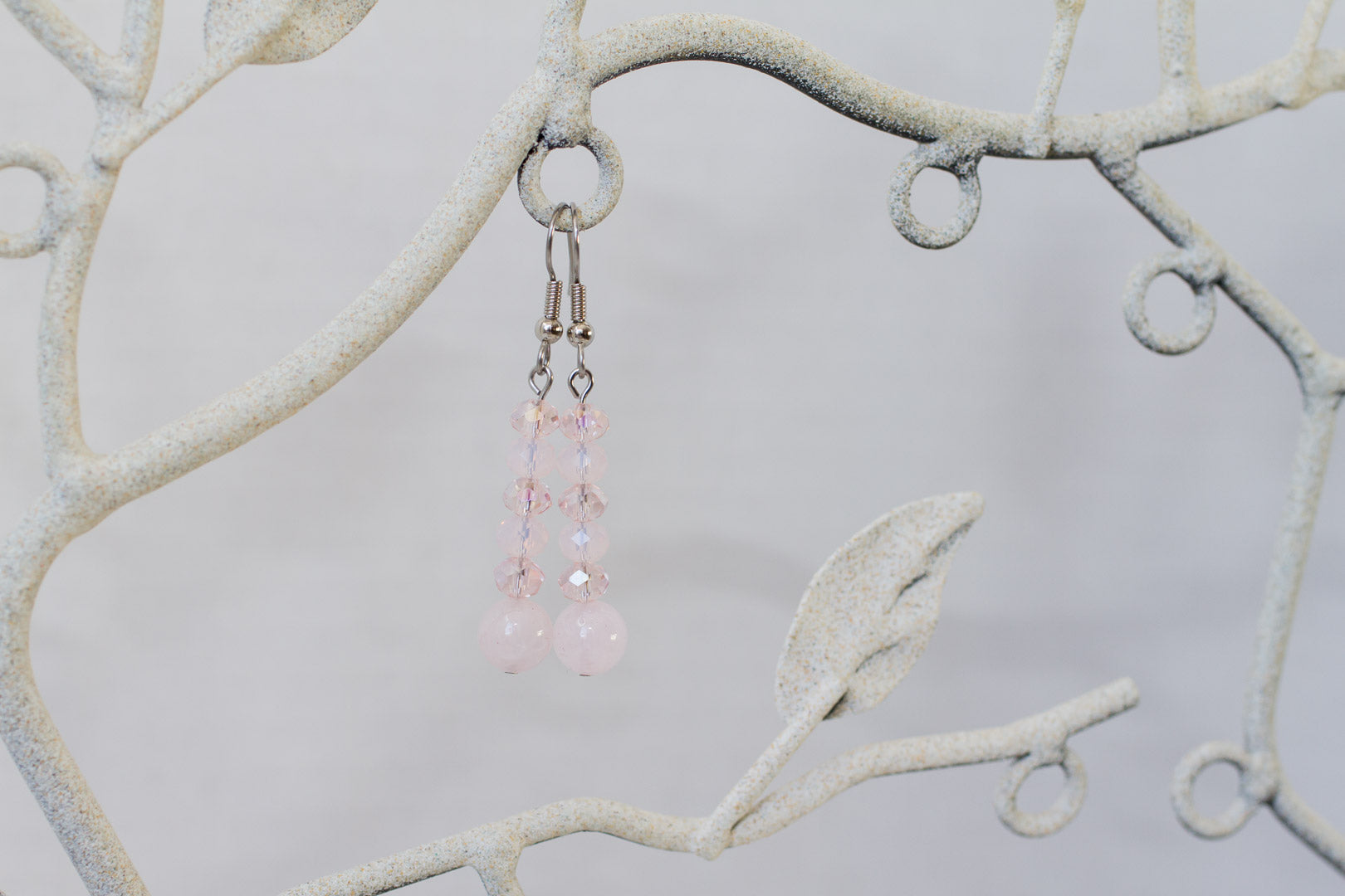 Rose Quartz & Pink Crystal Dangle Earrings - My Urban Gems