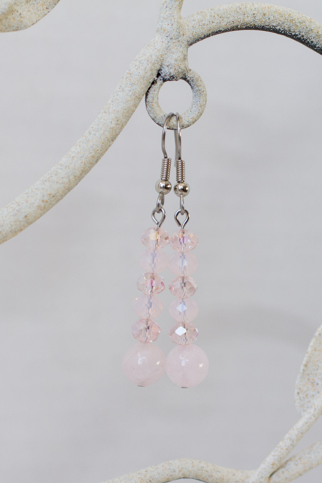 Rose Quartz & Pink Crystal Dangle Earrings - My Urban Gems