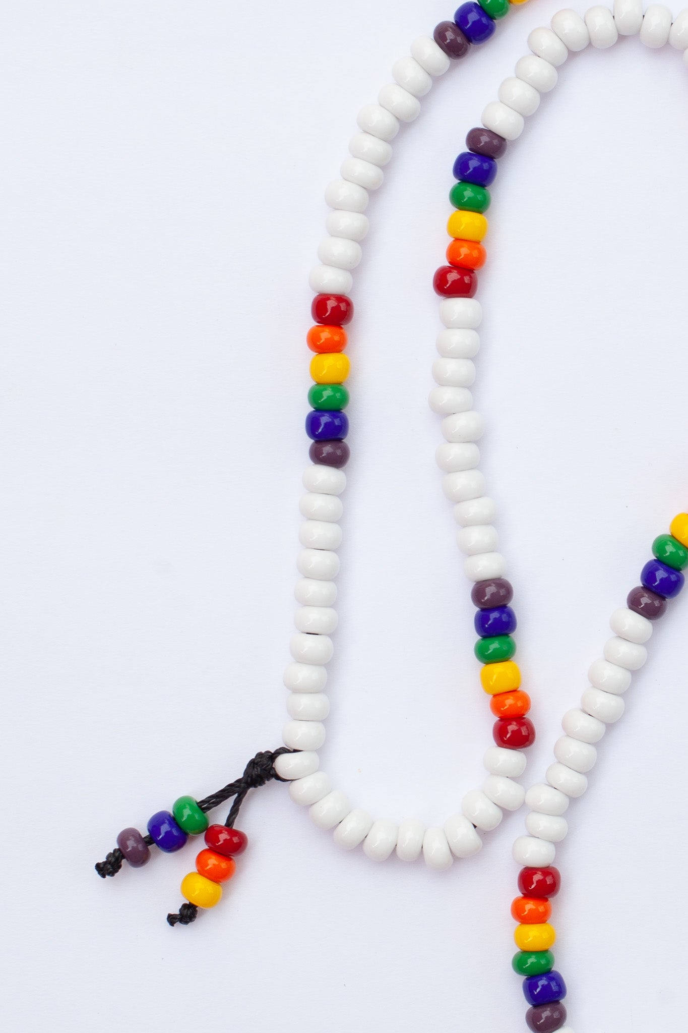 28" Long White Unisex Pride Rainbow Beaded Necklace