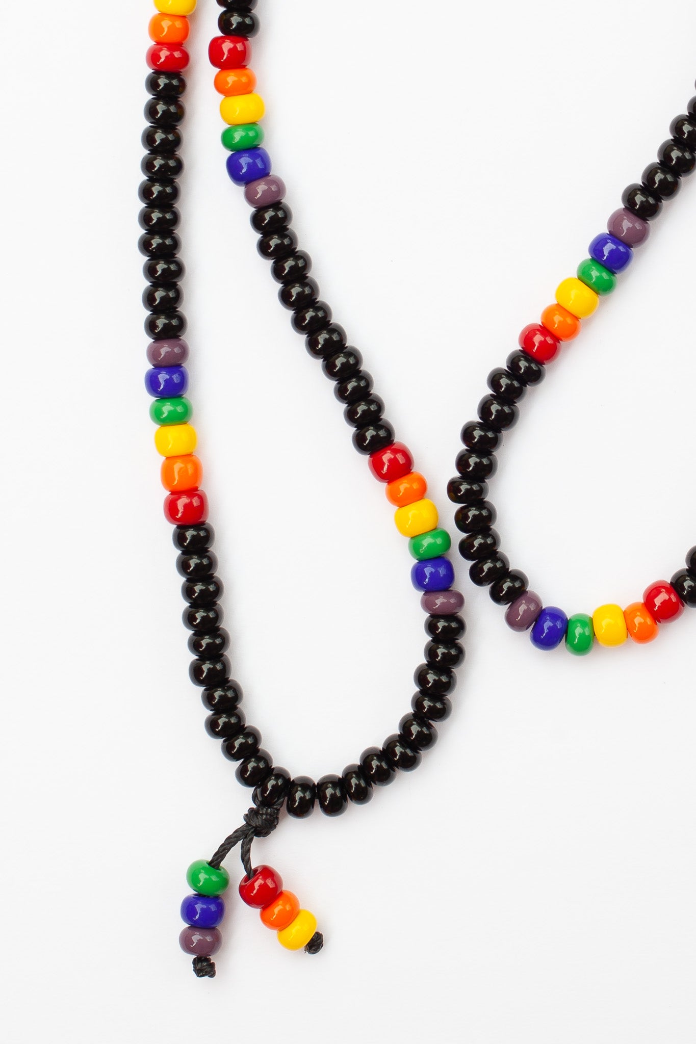 28" Long Black Unisex Pride Rainbow Beaded Necklace - My Urban Gems