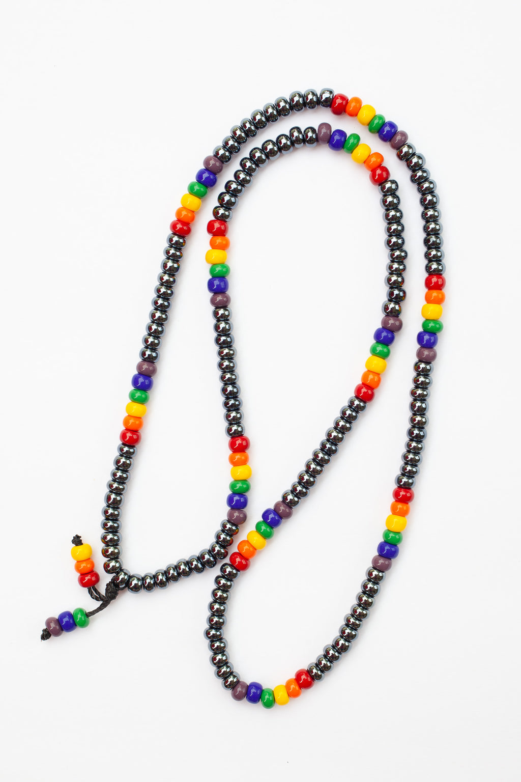 28" Long Gunmetal Grey Unisex Pride Rainbow Beaded Necklace - My Urban Gems