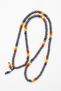 28" Long Gunmetal Grey Unisex Pride Rainbow Beaded Necklace - My Urban Gems