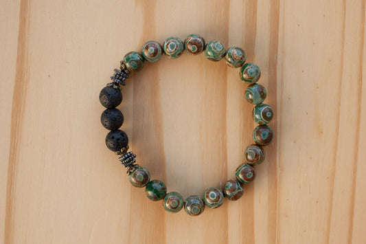 Essential Oil Diffuser Aromatherapy Green Evil Eye Agate Stretchy Bracelet