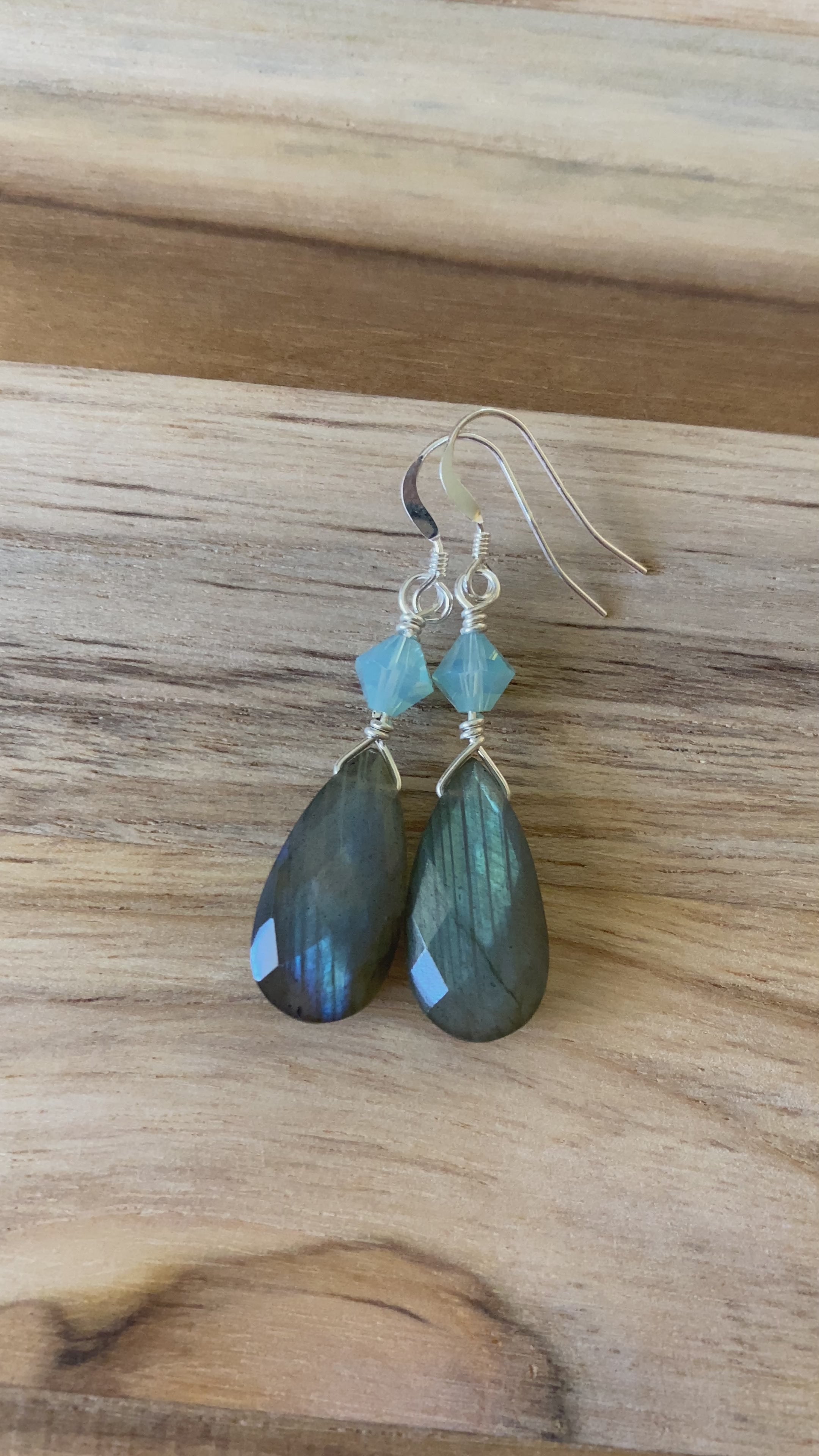 Blue Flash Labradorite Gemstones, Spectralite, Sterling Silver, shops Drop Earrings