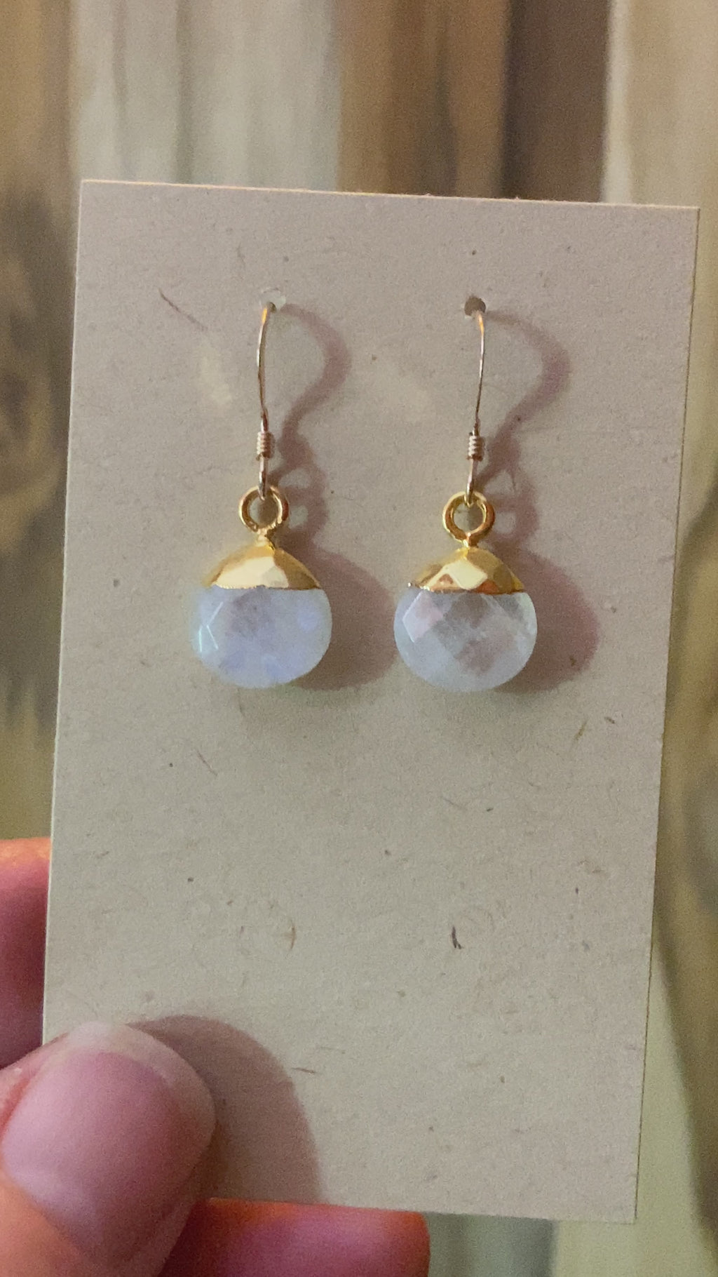Dainty Minimalist Moonstone Dangle Earrings