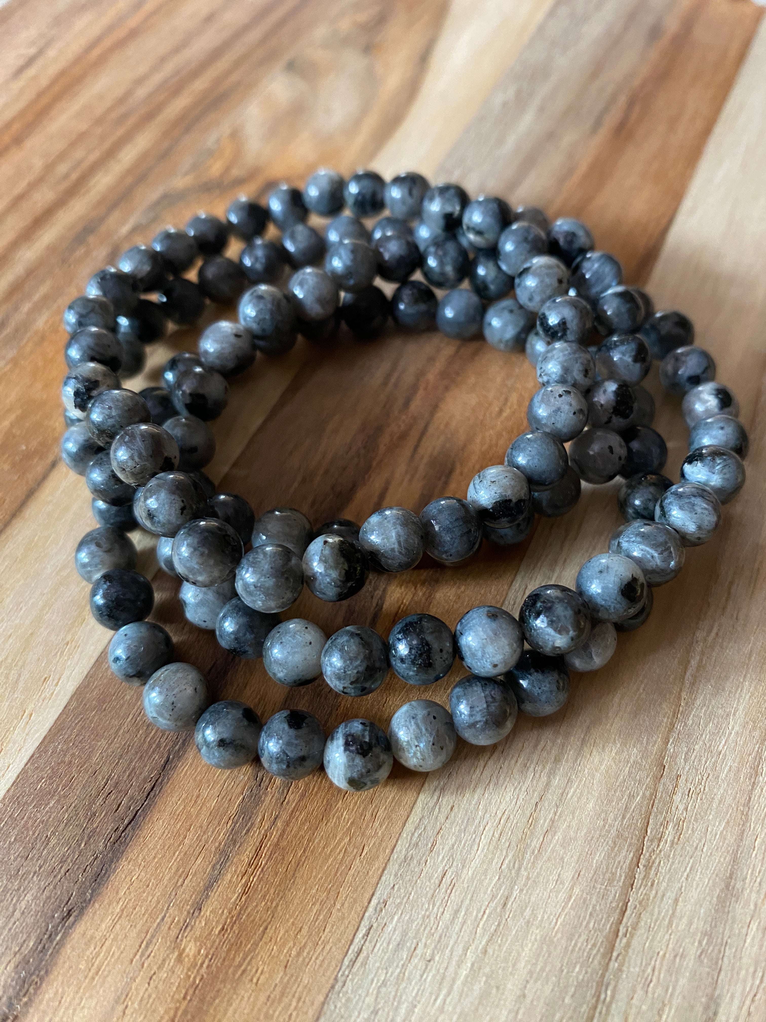 Dainty Larvikite Beaded Stretch Bracelet - My Urban Gems