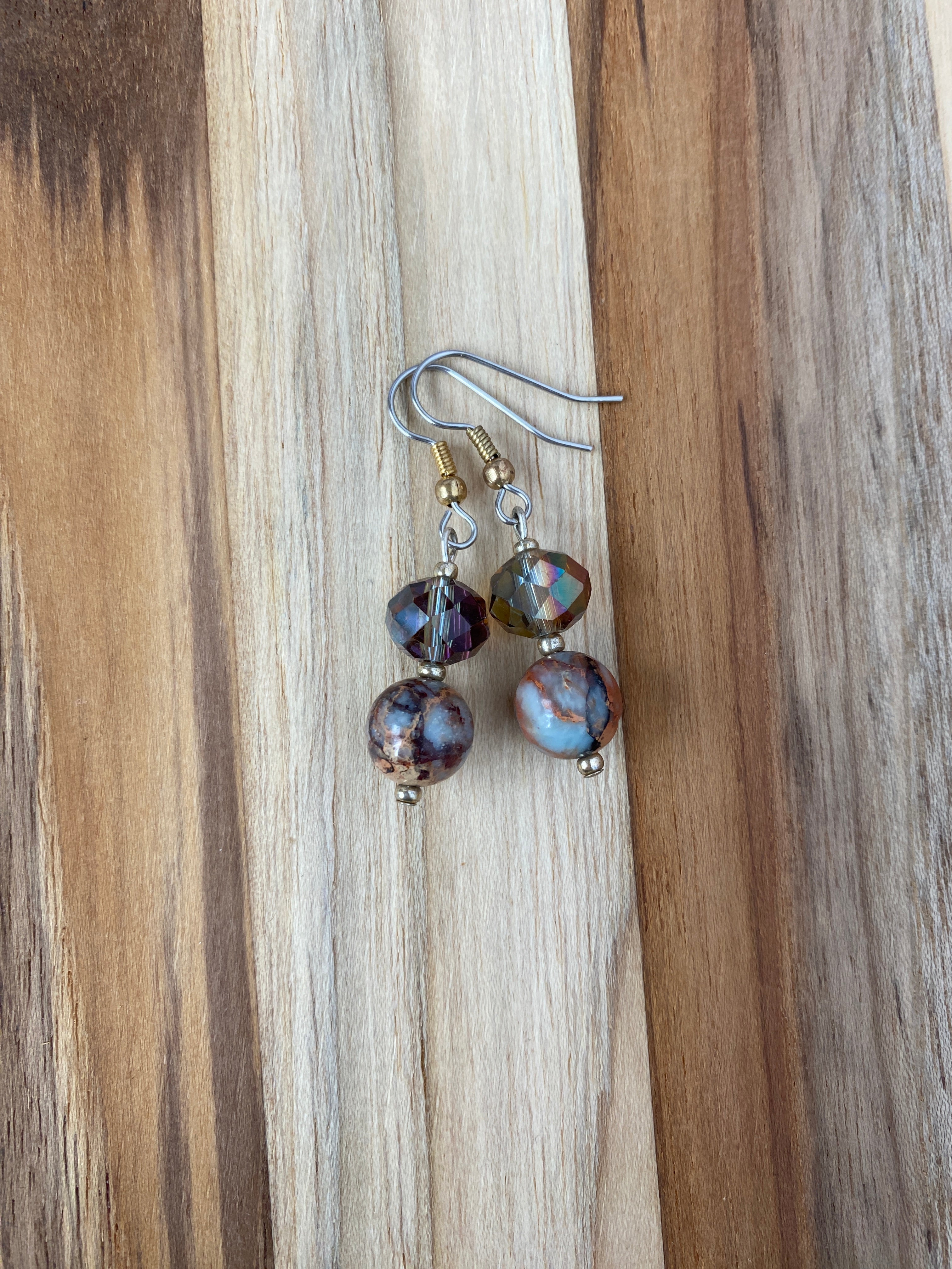 Peruvian Green Opal & Crystal Earrings - My Urban Gems