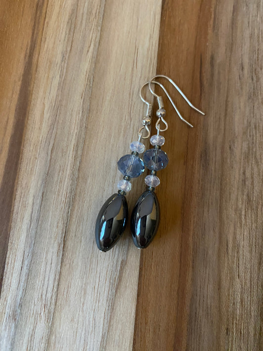 Hemalyke with Blue & Opalescent Crystal Dangle Earrings - My Urban Gems