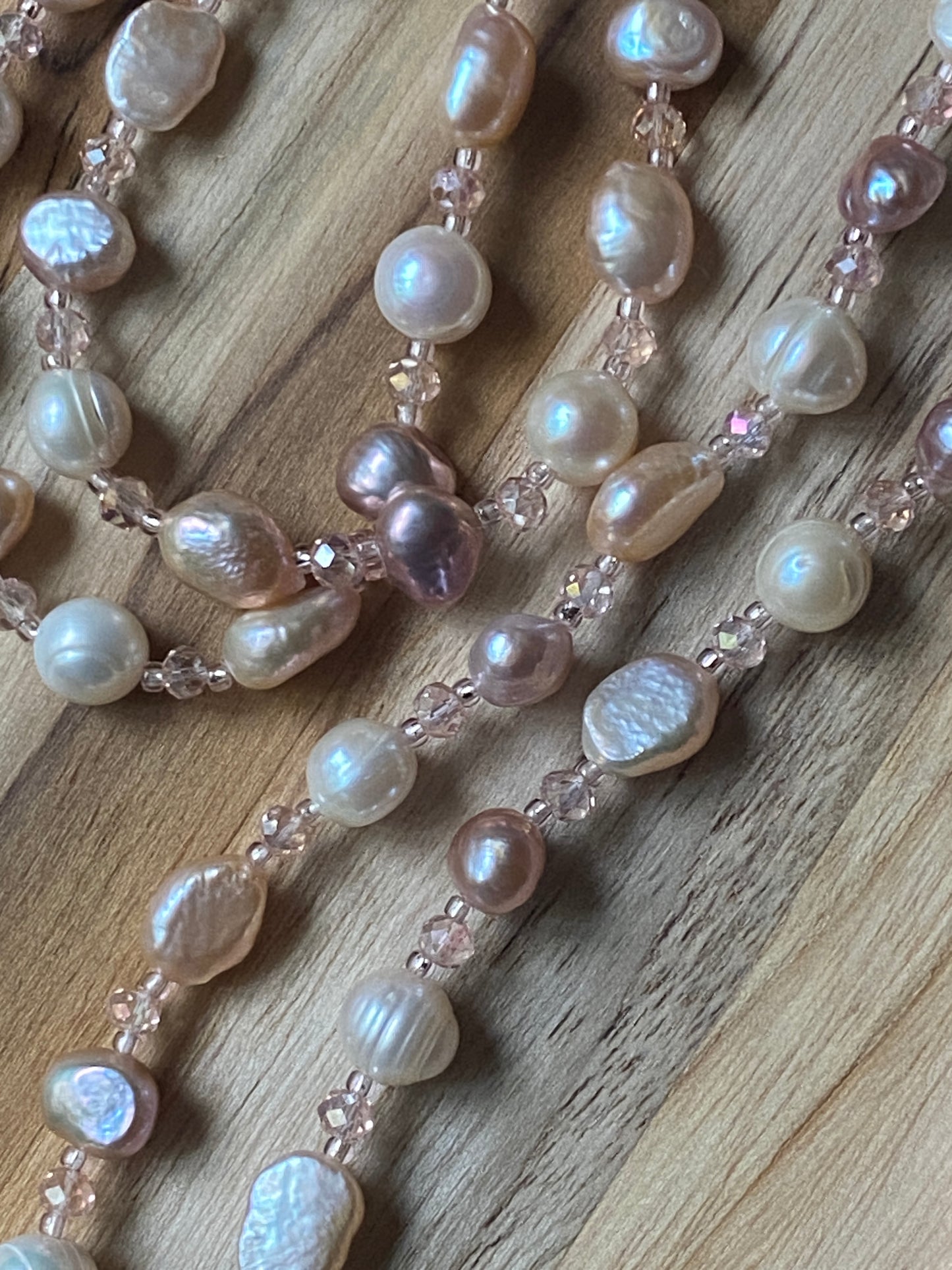 Delicate 60” Long Freshwater Pearl Wraparound Beaded Necklace