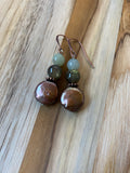 Coin Pearl Labradorite and Aventurine Dangle Earrings