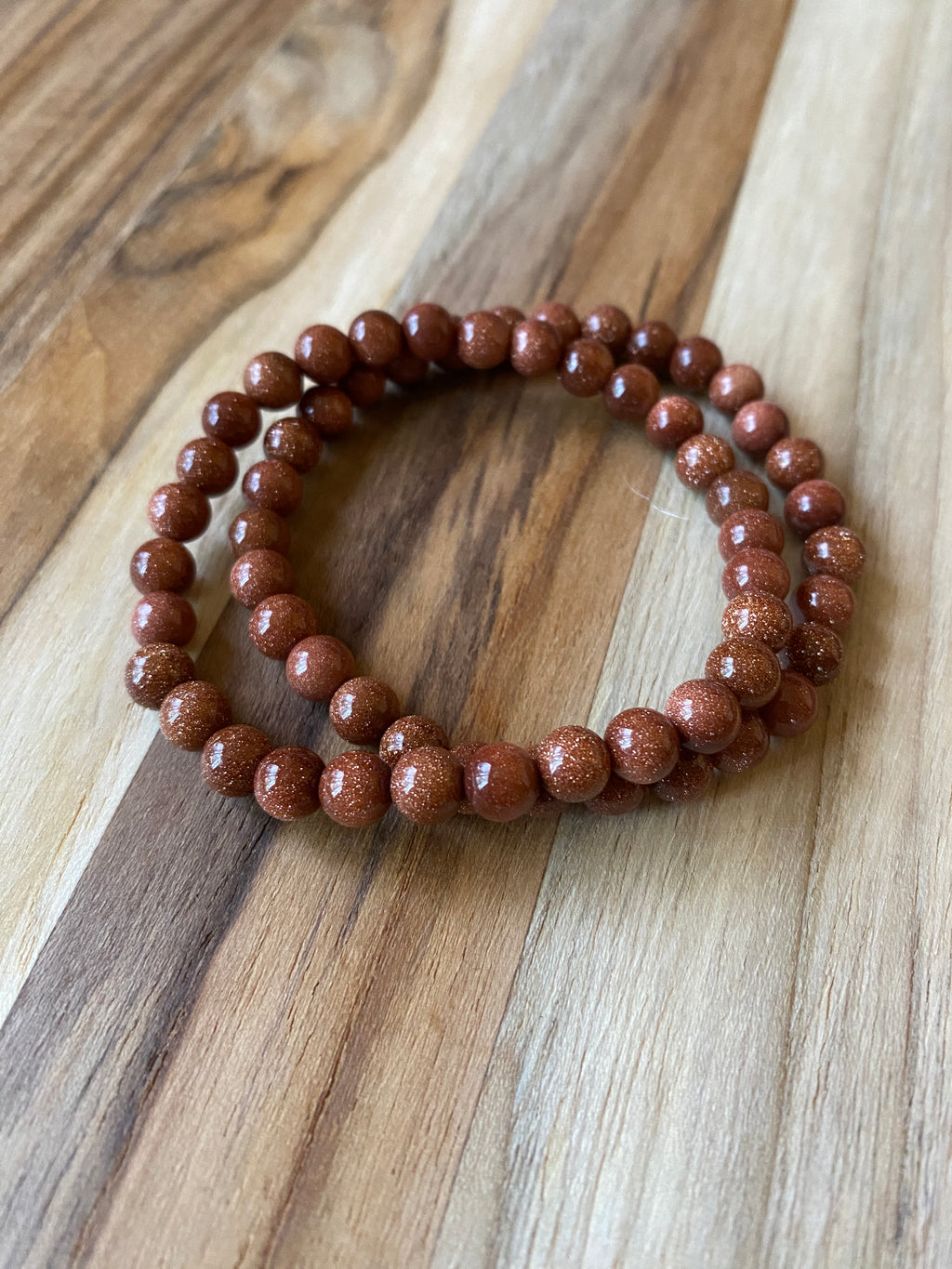 Gold Sandstone Beaded Stretch Bracelet