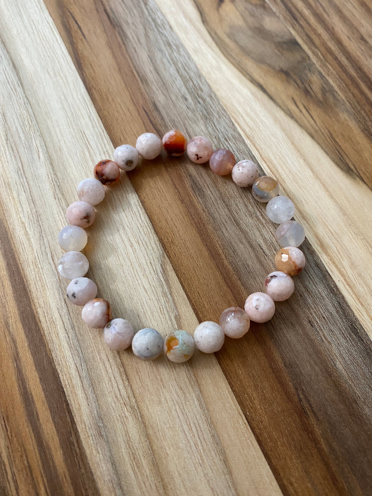 Sakura Flower Agate Beaded Stretch Bracelet