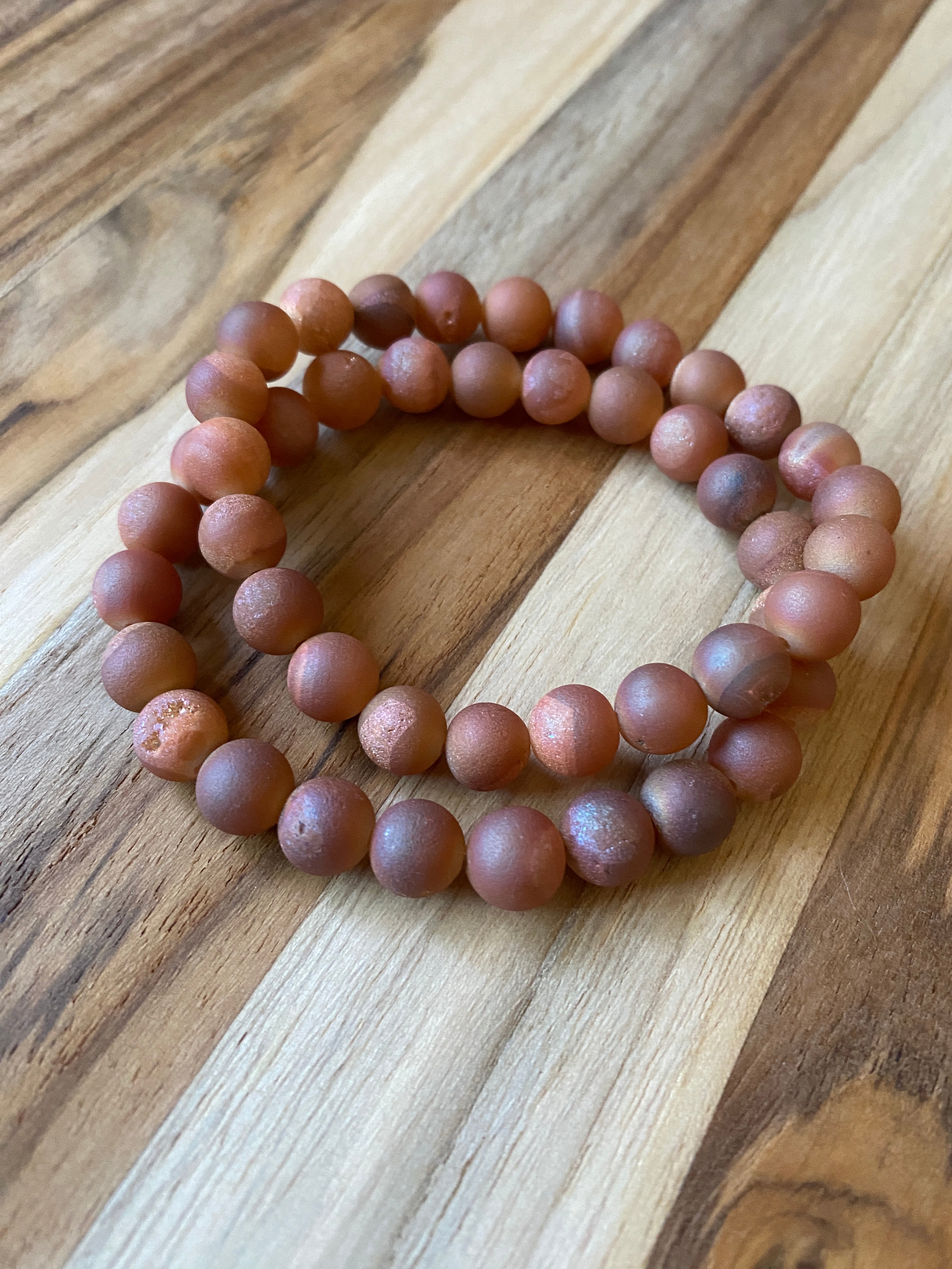 Champagne Color Druzy Agate Beaded Stretch Bracelet - My Urban Gems