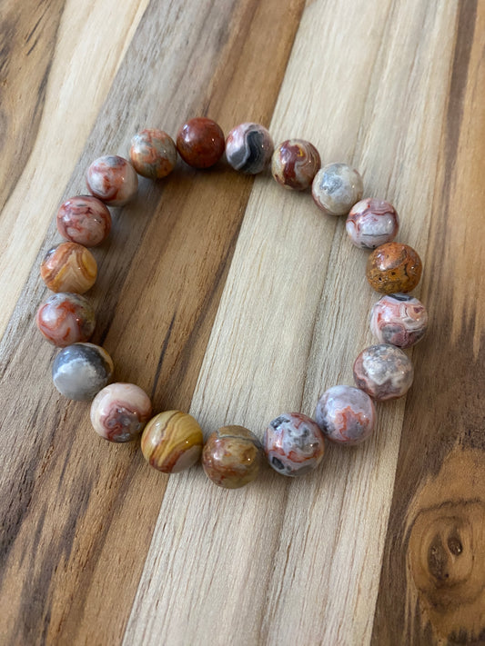 Red Crazy Lace Agate Beaded Bracelet