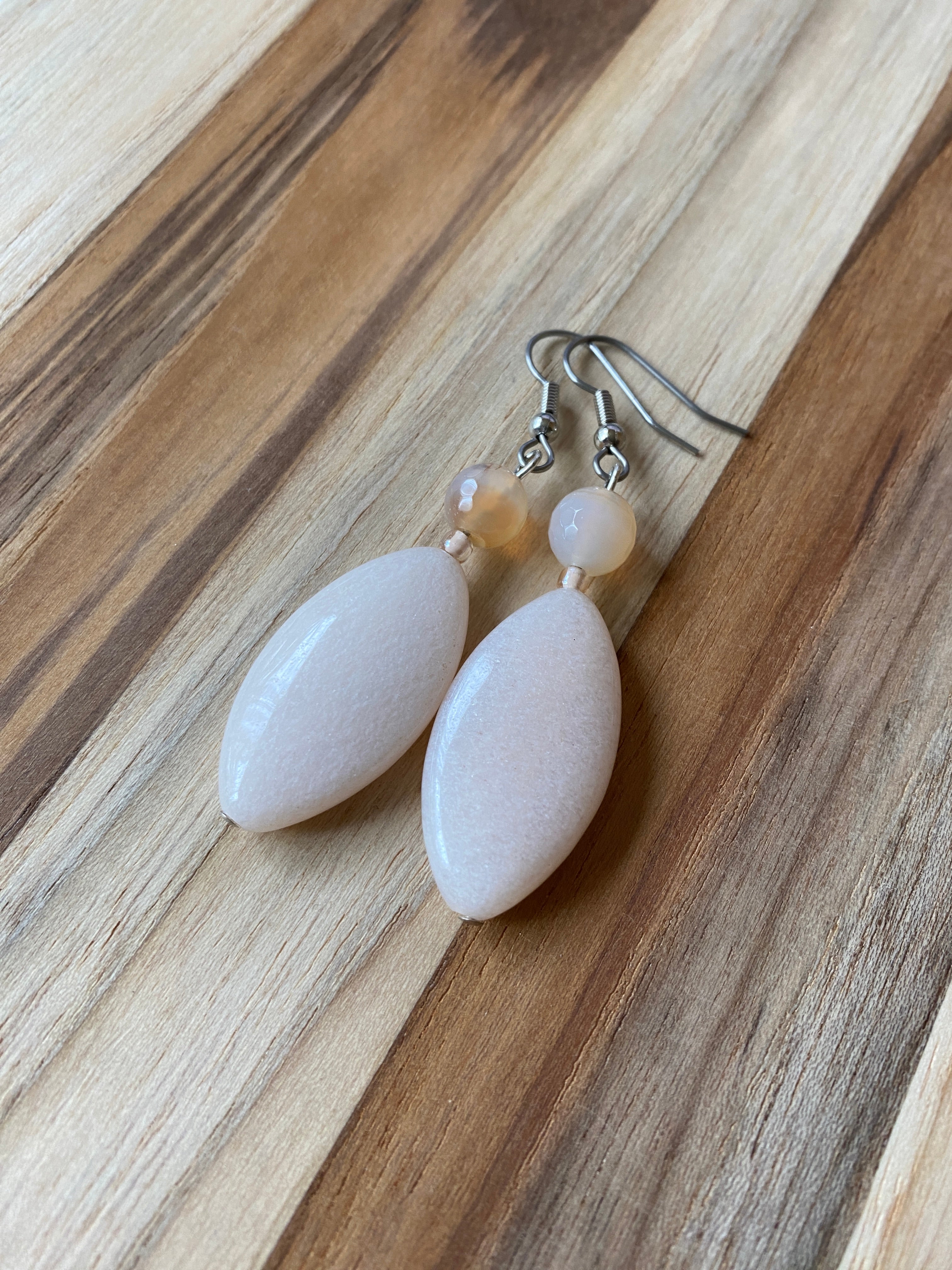 Pink/Peach Aventurine Earrings - My Urban Gems