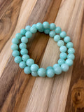 Aqua Color Stone Beaded Stretch Bracelet -My Urban Gems