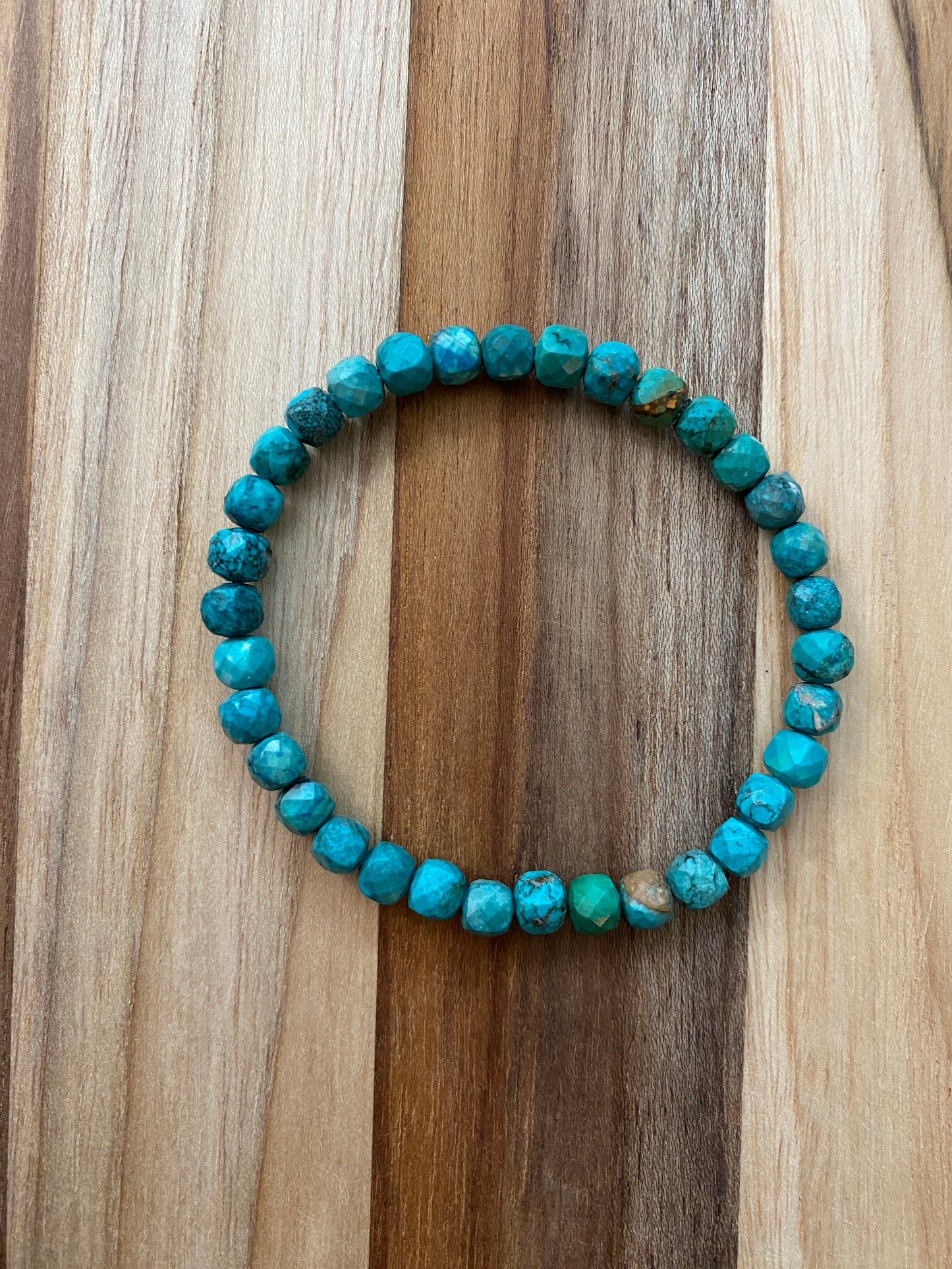 Natural Turquoise Faceted Beaded Stretch Bracelet