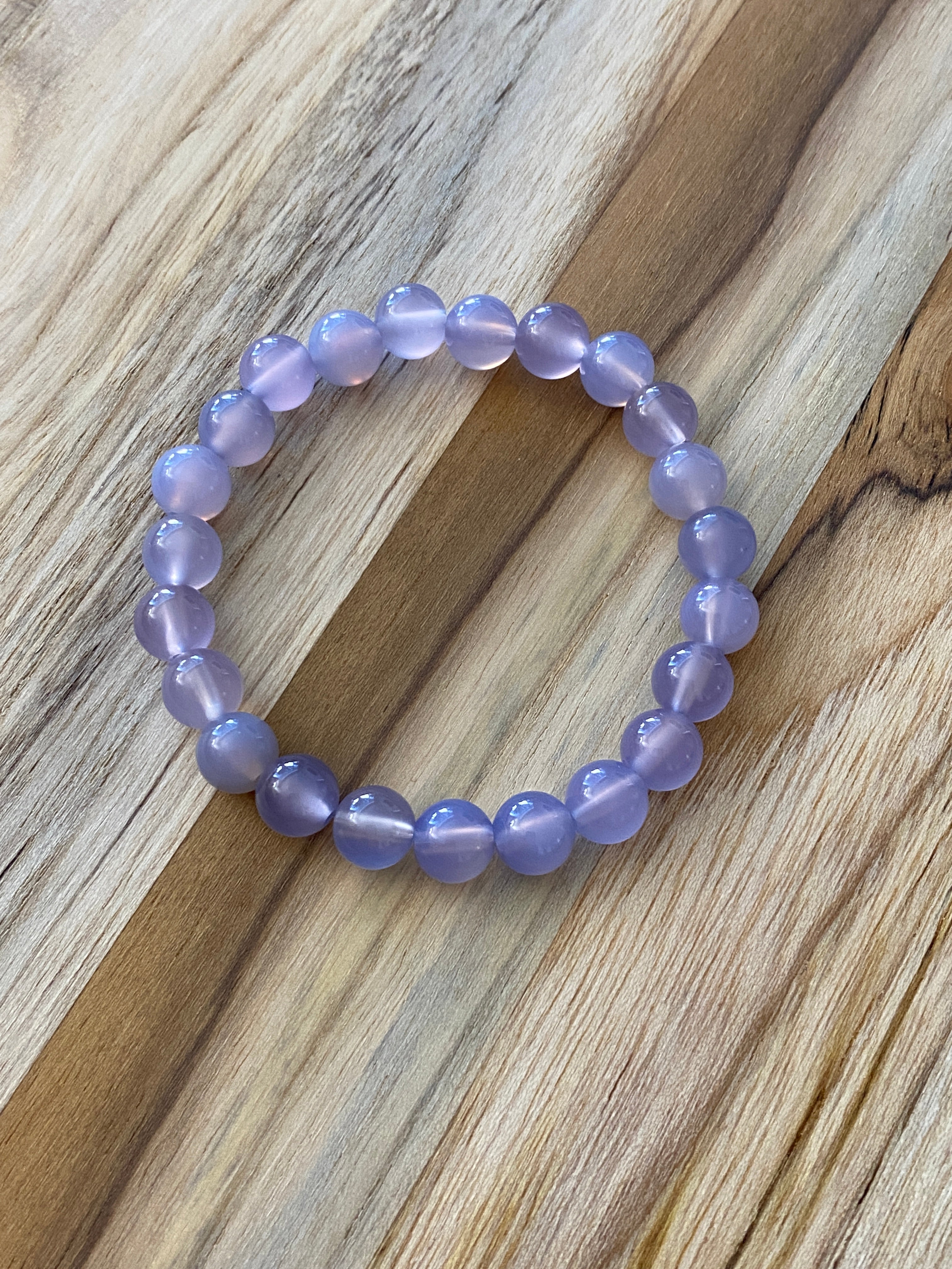 Lavender Chalcedony Beaded Stretch Bracelet