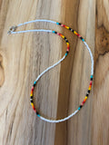 16" Dainty Minimalist Seed Bead Necklace Multi White