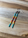 Native Inspired Western Seed Bead Stick Dangle Minimalist Earrings
